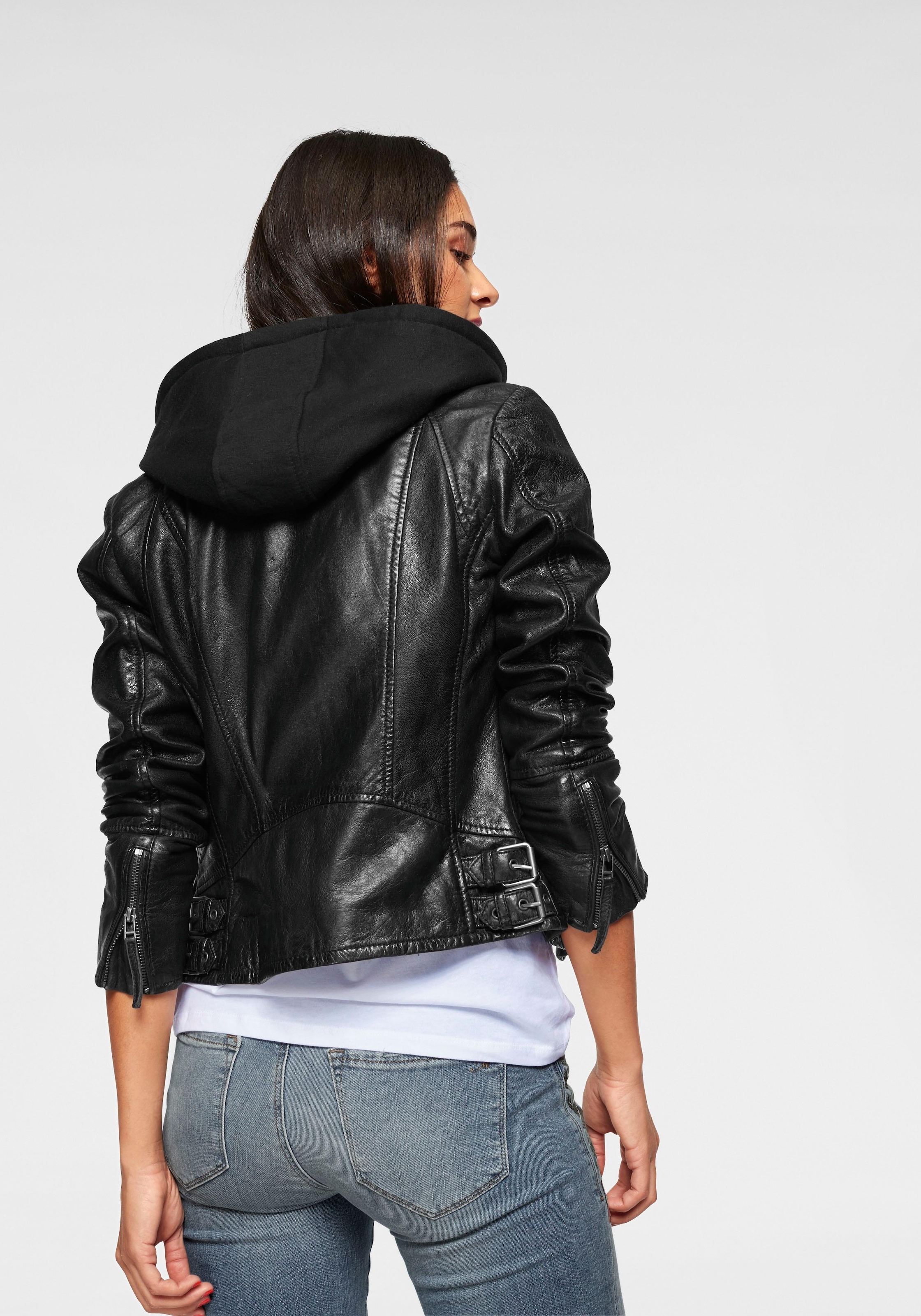 Mauritius Lederjacke »NOLA«, mit Kapuze, Two-in-One Style - mit abnehmbarer Jersey-Kapuze