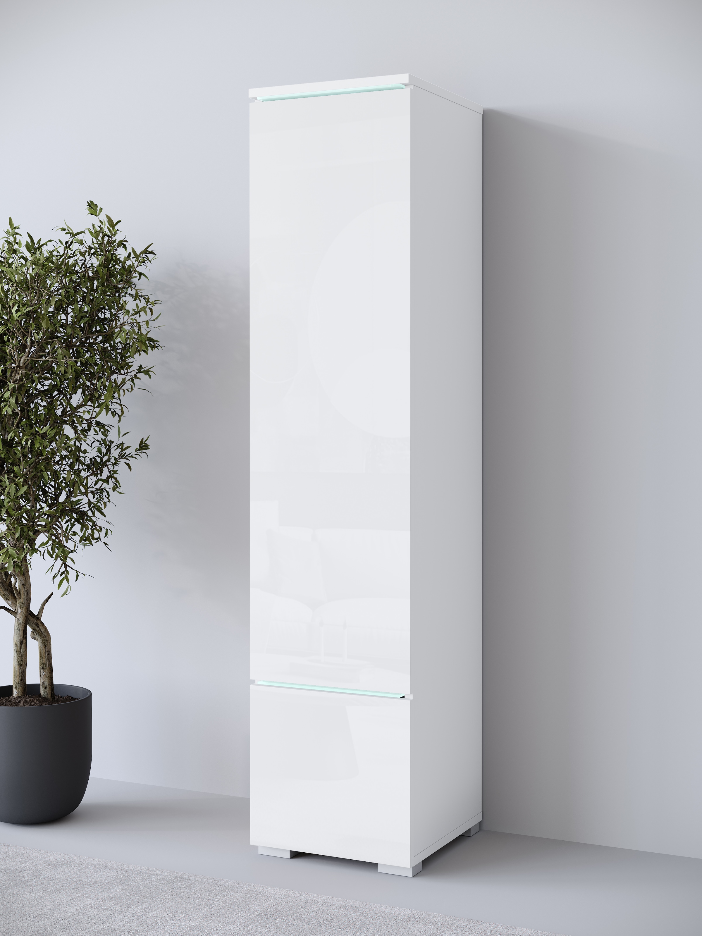 Home affaire Vitrine »Vera, Höhe 130 cm, in verschiedenen Farbausführungen« 1 Stk. tlg. LED-Beleuchtung, Türanschlag frei wählbar, stehend/hängend