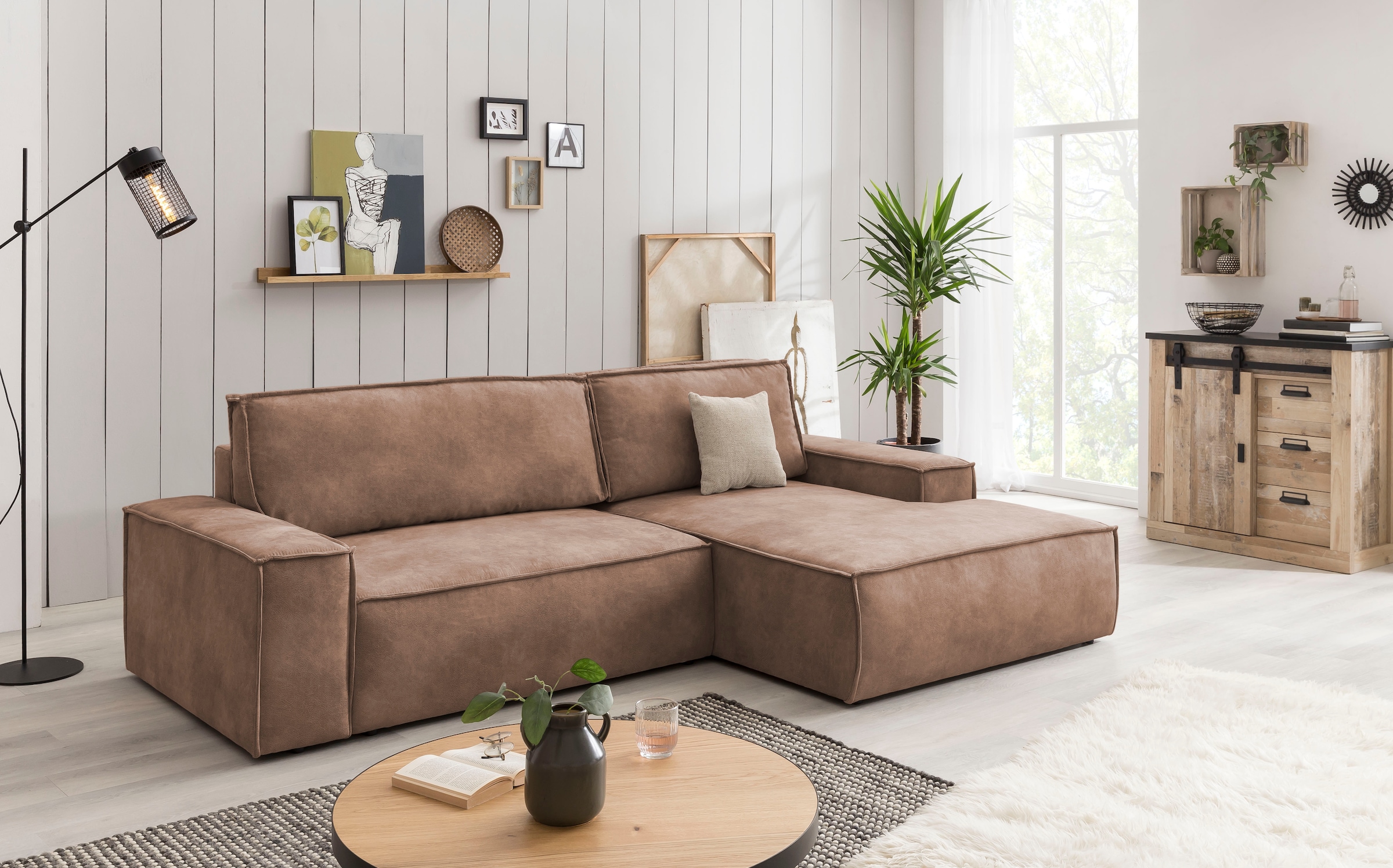 Ecksofa SHERWOOD Schlafsofa, mit Bettkasten, Cord-Bezug