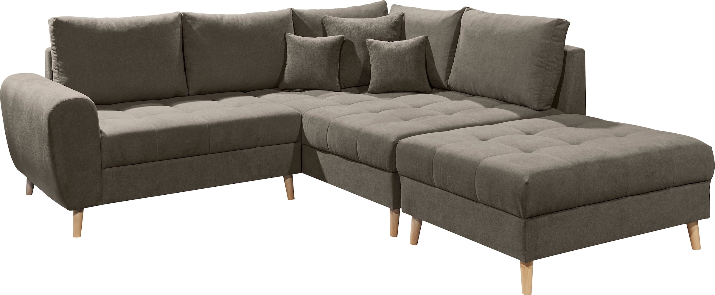 ED EXCITING DESIGN Ecksofa »Alice L-Form«, (Set), mit Hocker & 3 Zierkissen