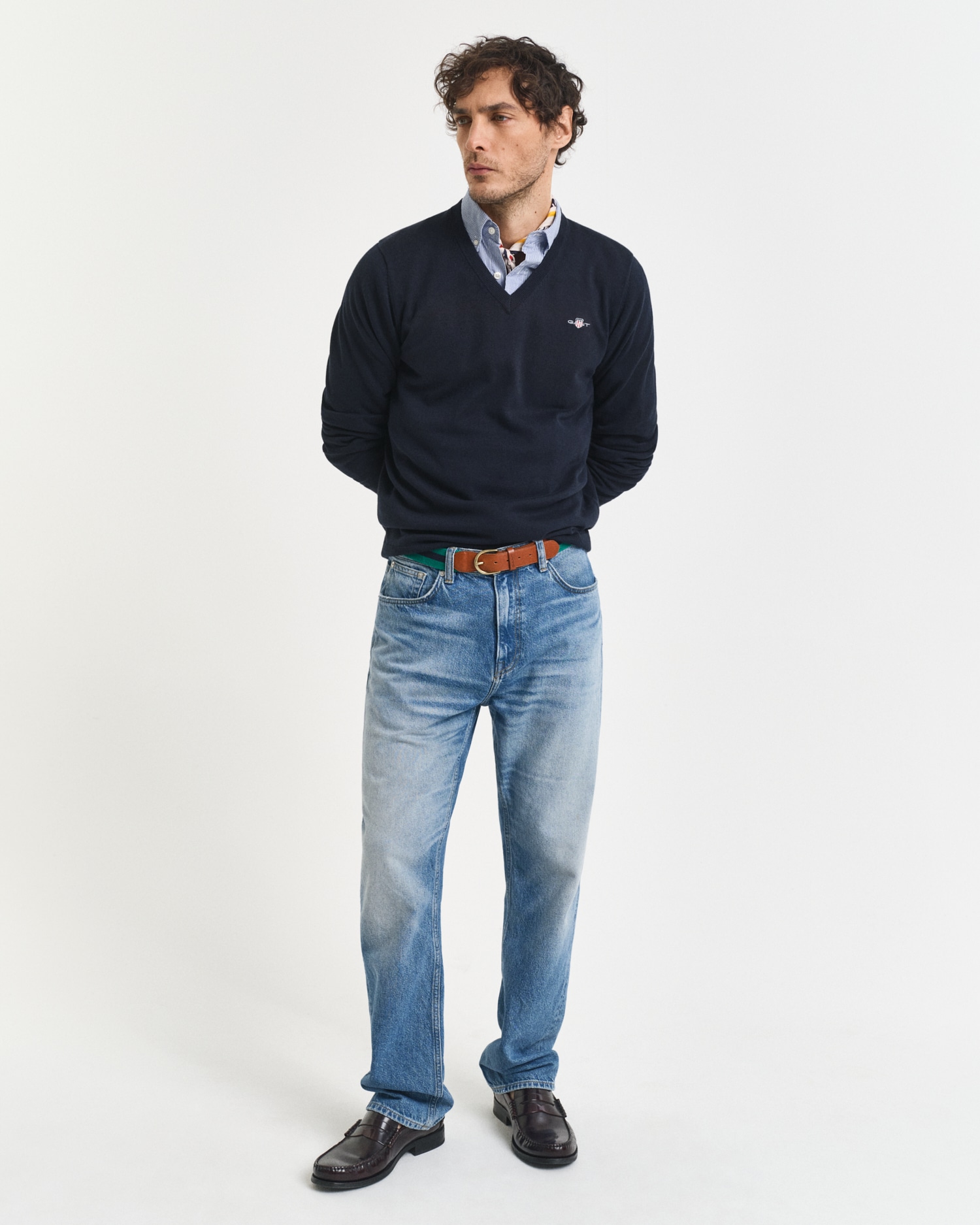 Gant V-Ausschnitt-Pullover »Classic Cotton V-Neck«, Premium Strickjersey aus weicher 100% Baumwolle, Übergangspullover
