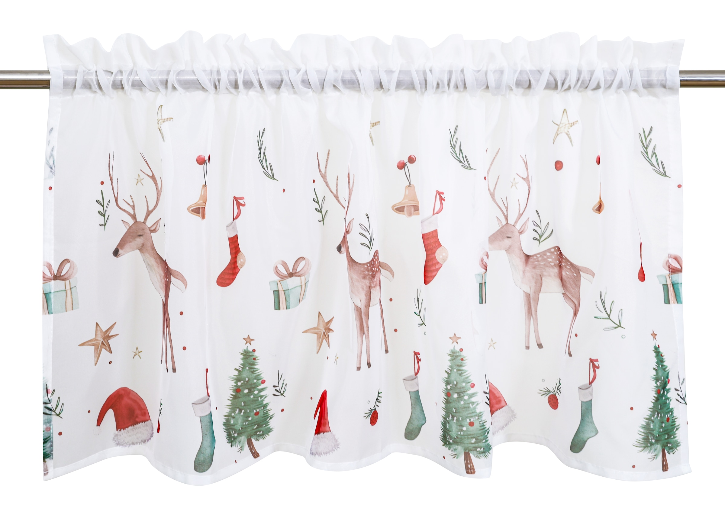 my home Scheibengardine »Olwyn« Stangendurchzug 1 Stk. tlg. weihnachtlich, transparent, bedruckt, schöne Haptik