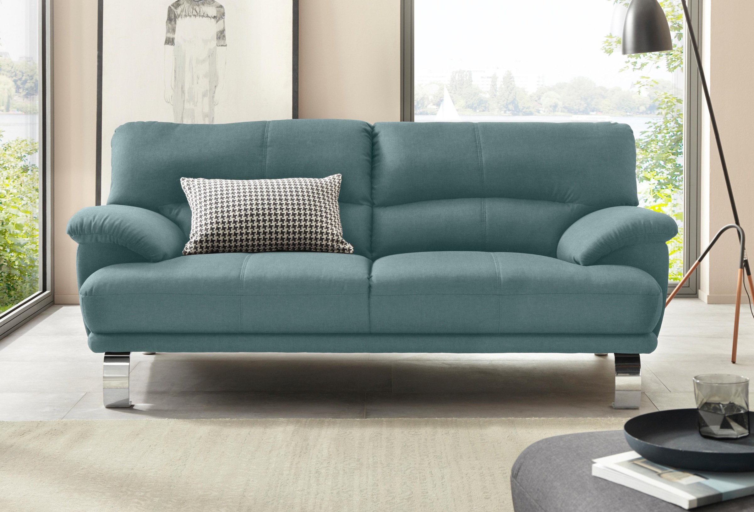 TRENDMANUFAKTUR 3-Sitzer »Cecilia II, mit italienischem Design, tollen Details« mit tollem Sitzkomfort und Designfuß