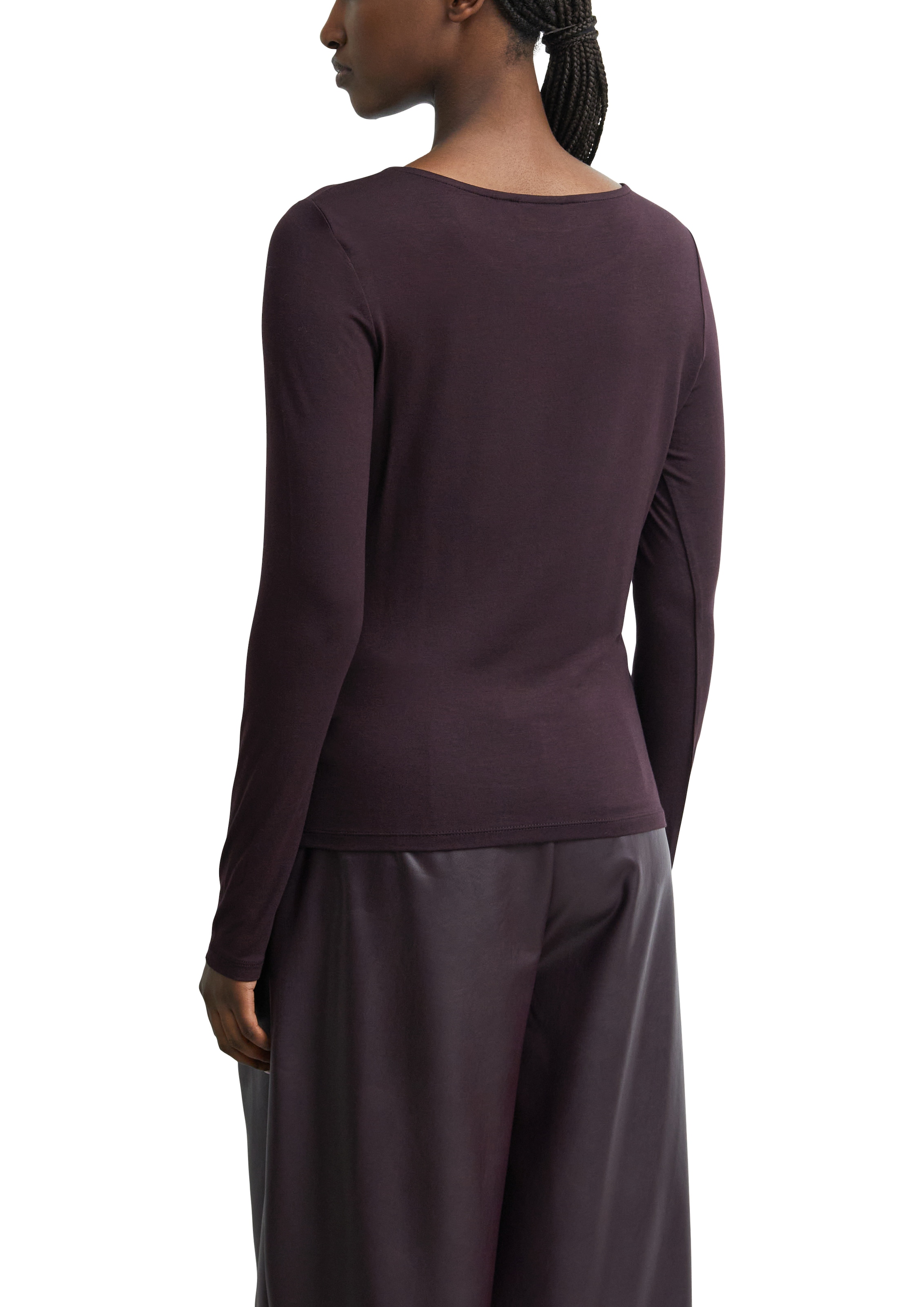 Comma Langarmshirt mit geraffter Vorderseite