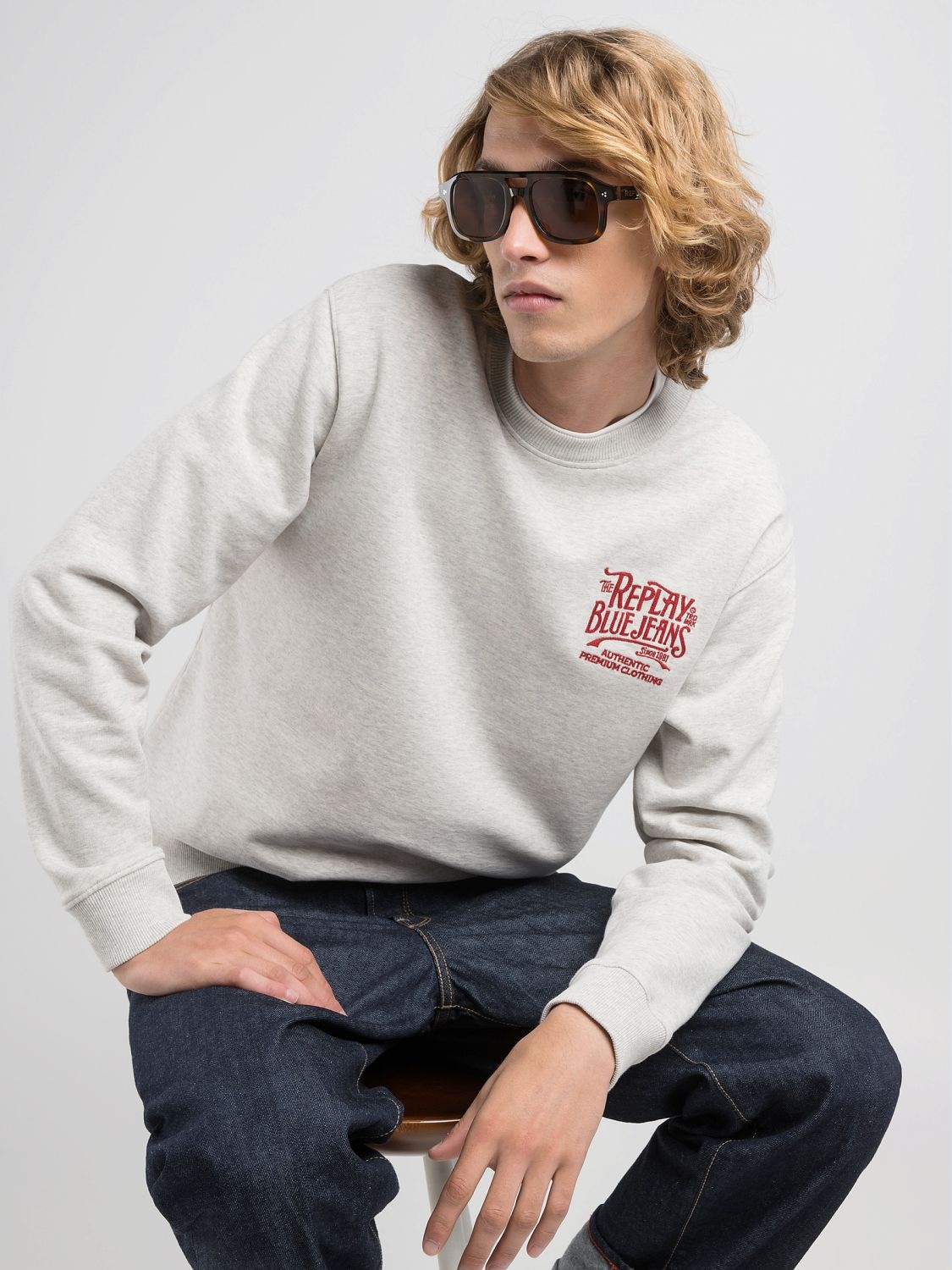 Replay Sweatshirt, mit Stickerei auf der Brust