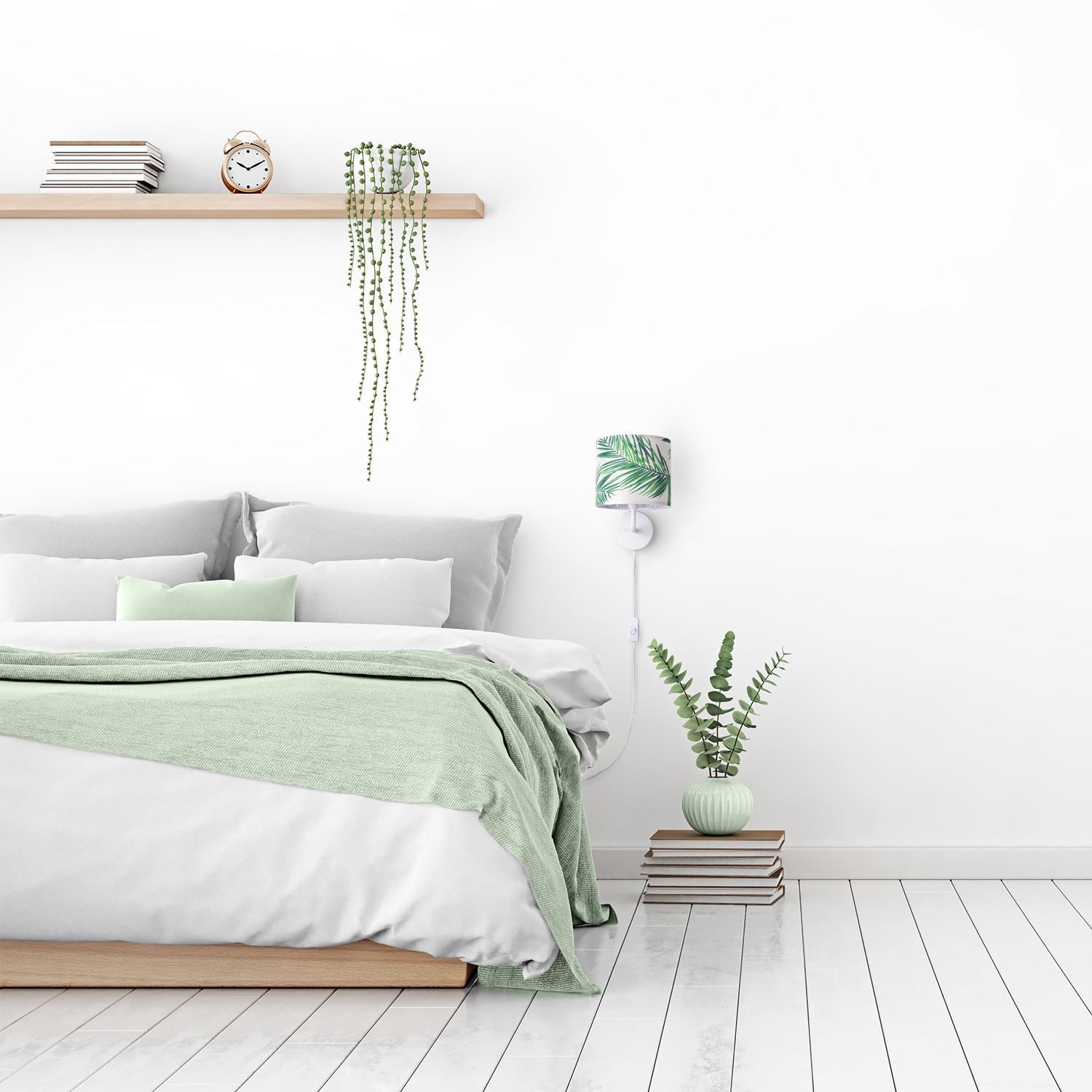 Paco Home Wandleuchte »Ostende 537« E14 Kinder Zimmer Wohnzimmer Modern Büro Lampe Lampenschirm Palme