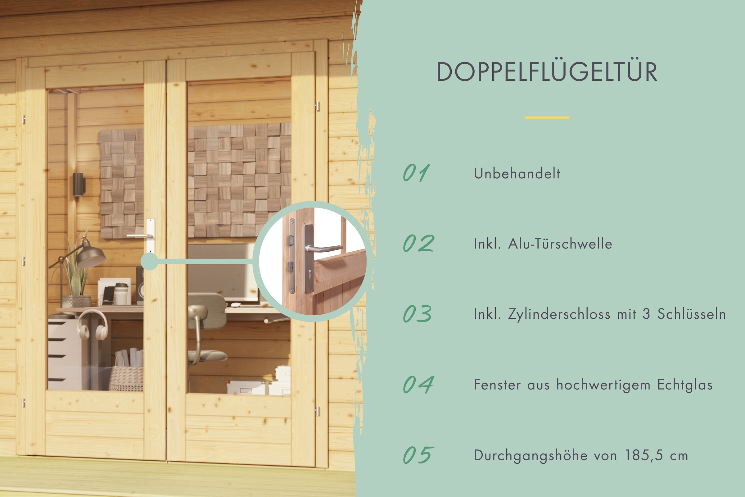 Karibu Gartenhaus »Lautersee« 38mm, inkl. Dachbegrünung mit wasserabweisender Profilierung