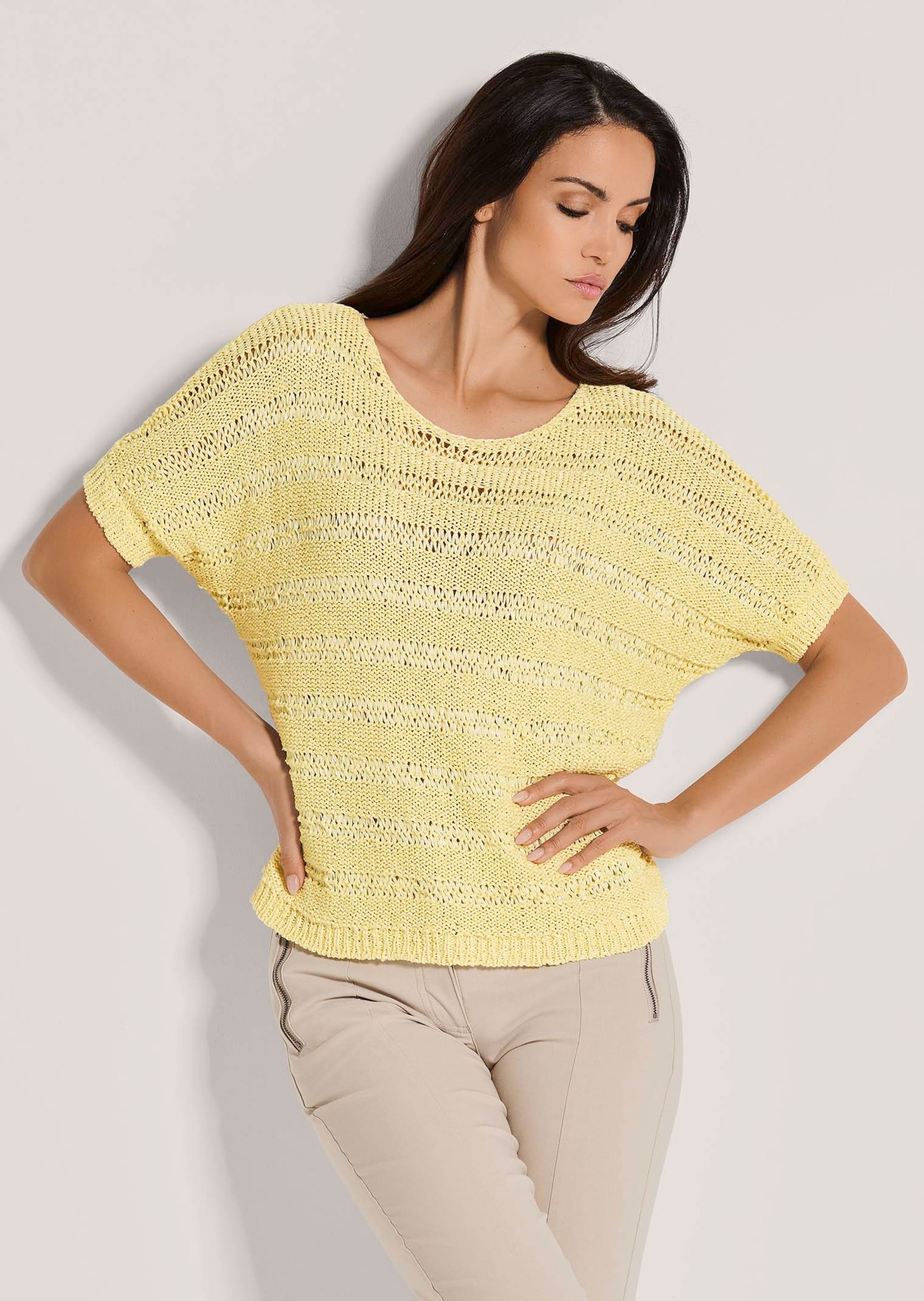 MADELEINE Longpullover »Pullover Bändchen-Pullover mit Glanz-Effekt«