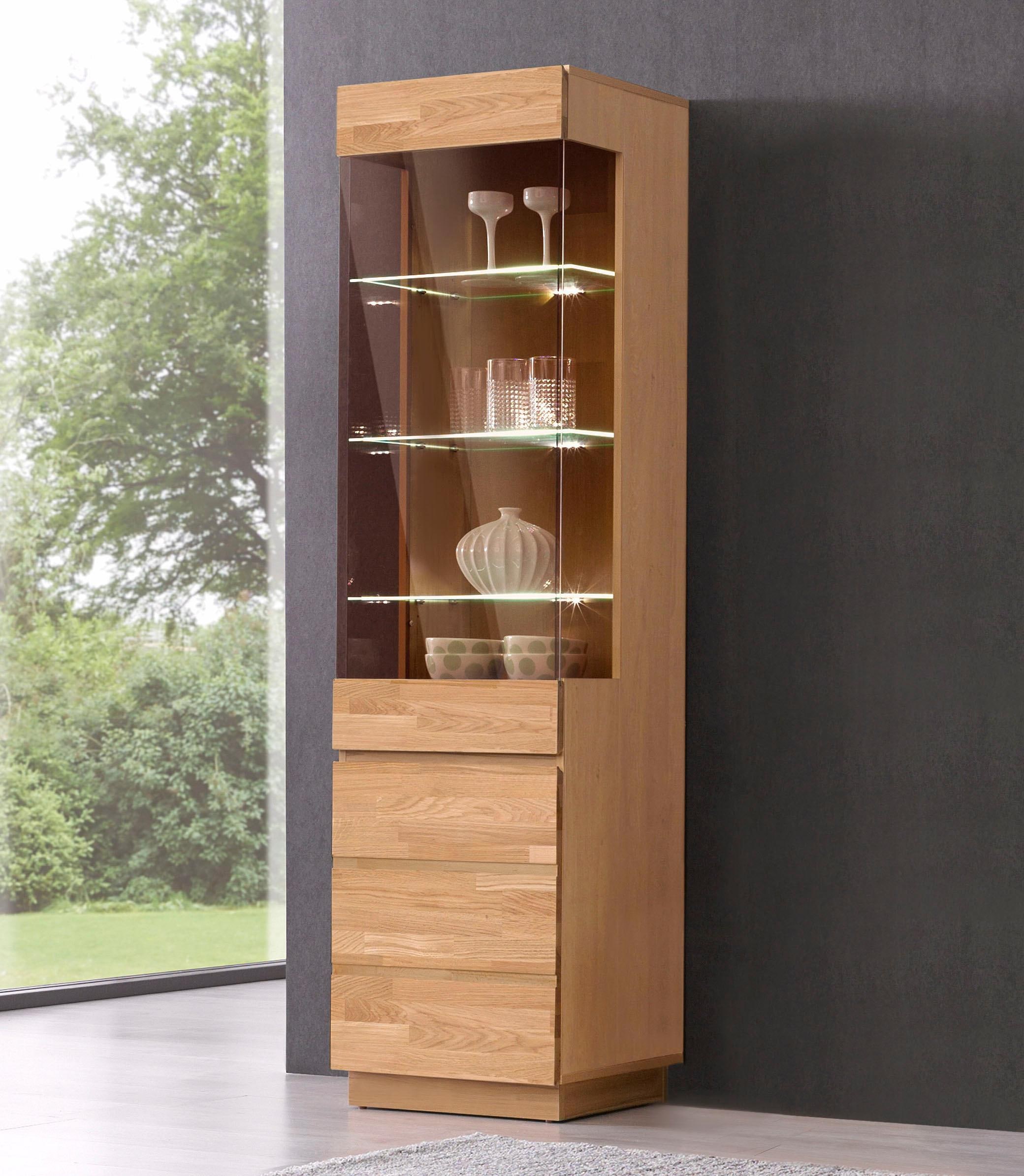 Vitrine, Höhe 184 cm, Türen aus Massivholz, mit Glaseinsatz