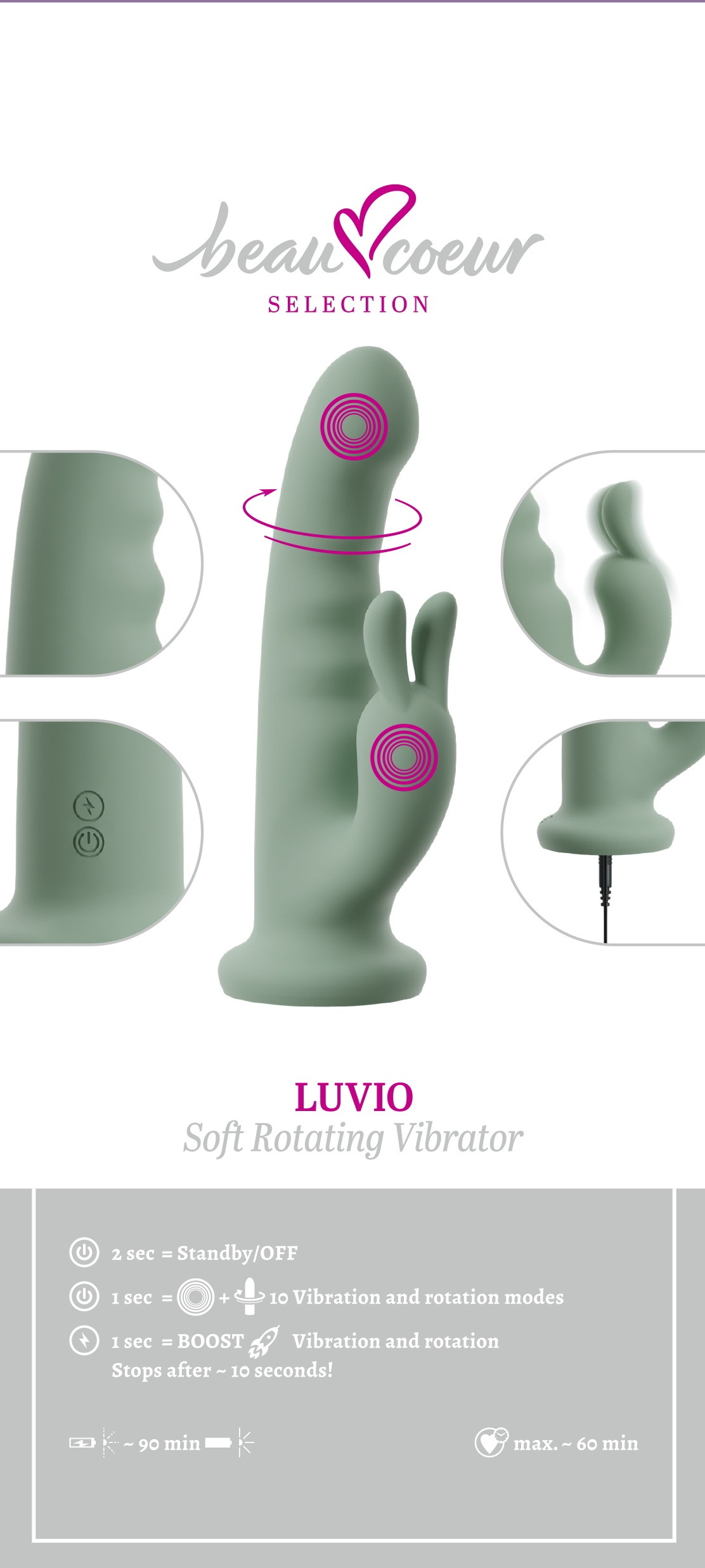 Beau Coeur Vibrator »Rabbitvibrator LUVIO Soft Rotating Vibrator«