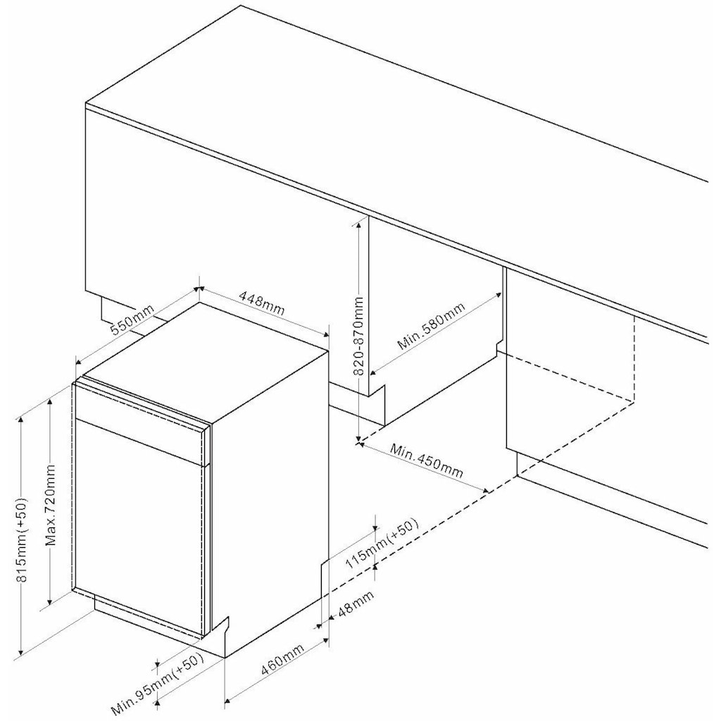 Amica vollintegrierbarer Geschirrspüler »EGSP 14668-1 V«, EGSP 14668-1 V, 9 Maßgedecke