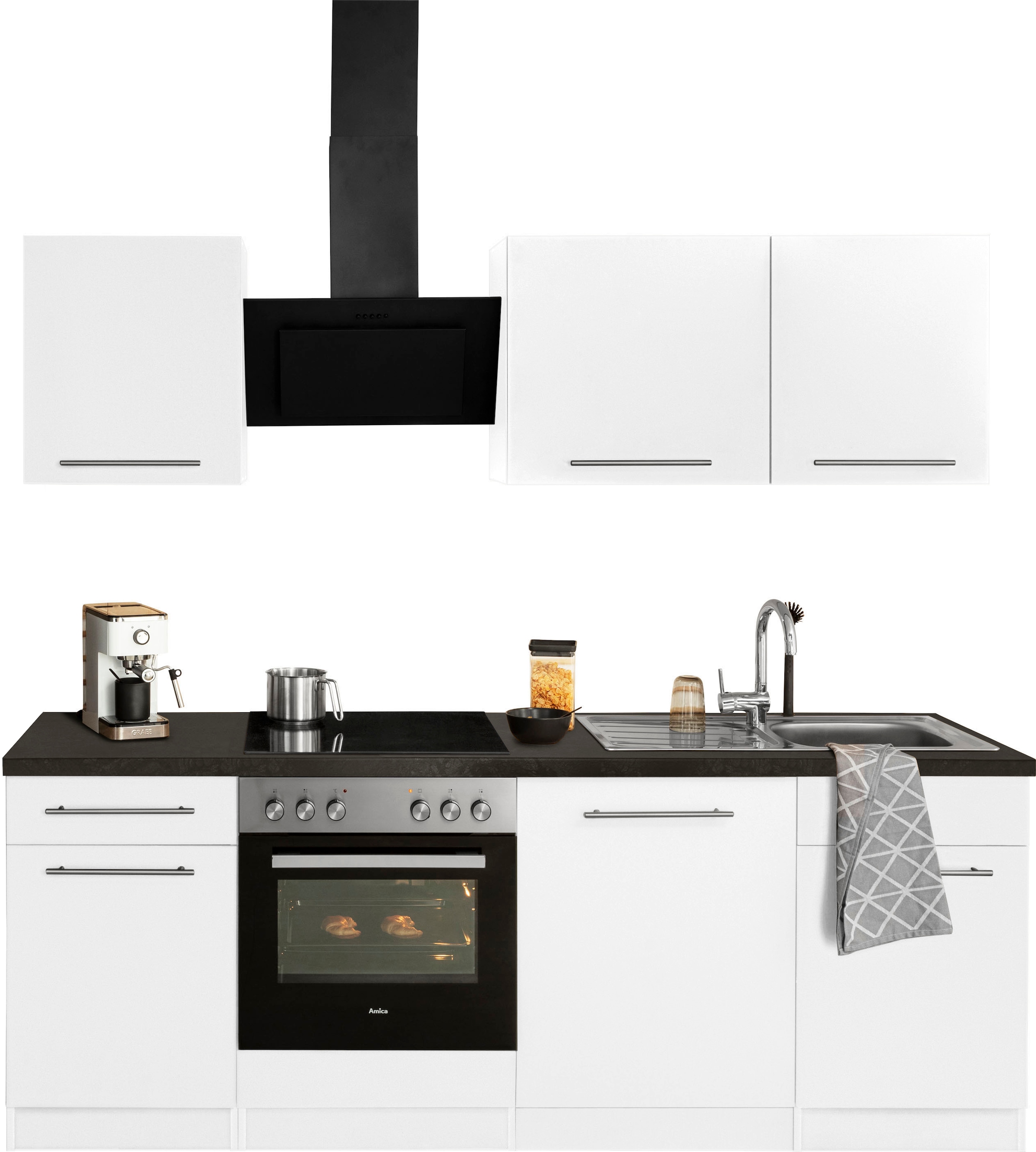 wiho Küchen Küchenzeile »Unna« mit E-Geräten, Breite 220 cm