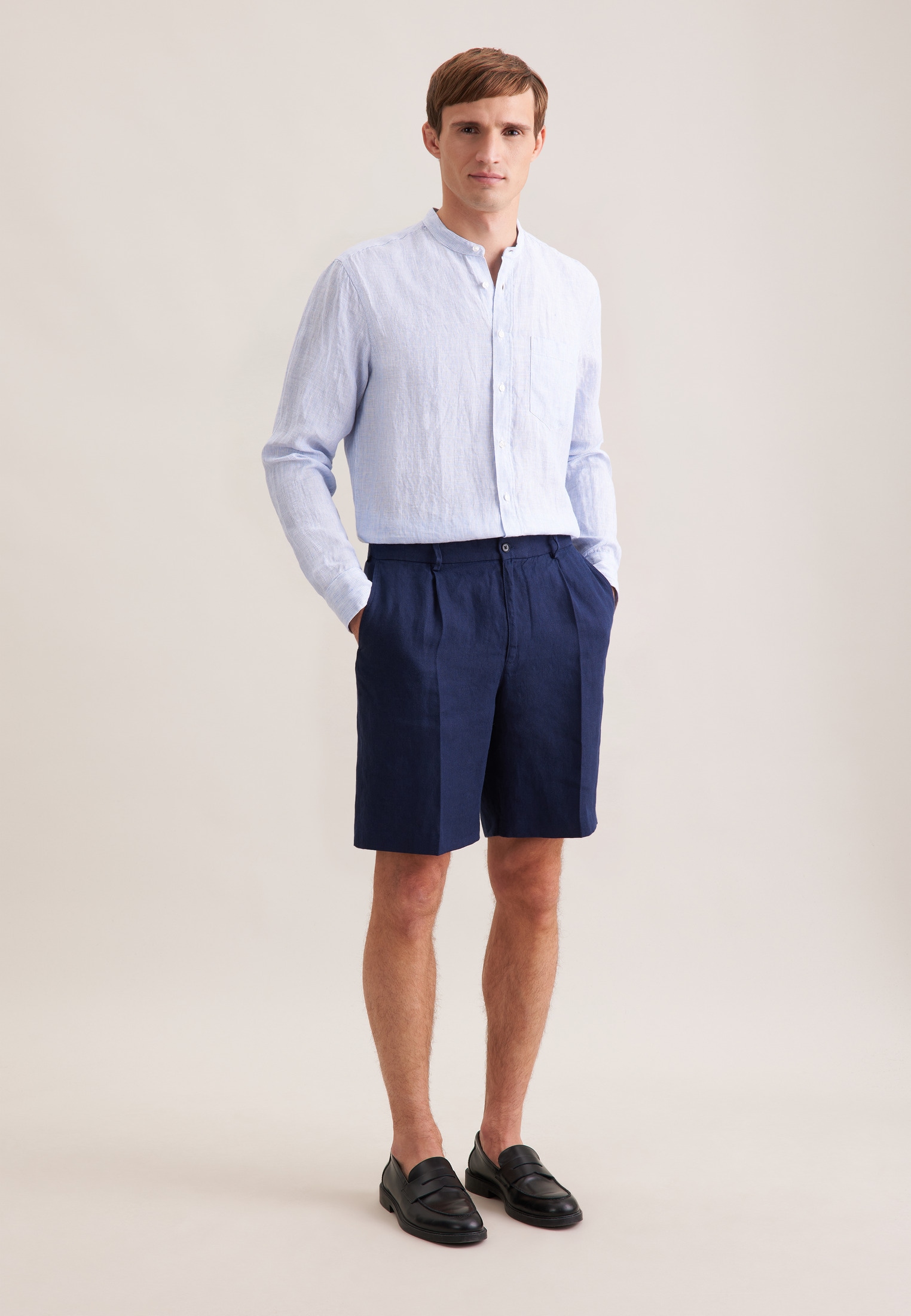 seidensticker Leinenhemd »Schwarze Rose« Regular 1/1 Stehkragen Gestreift