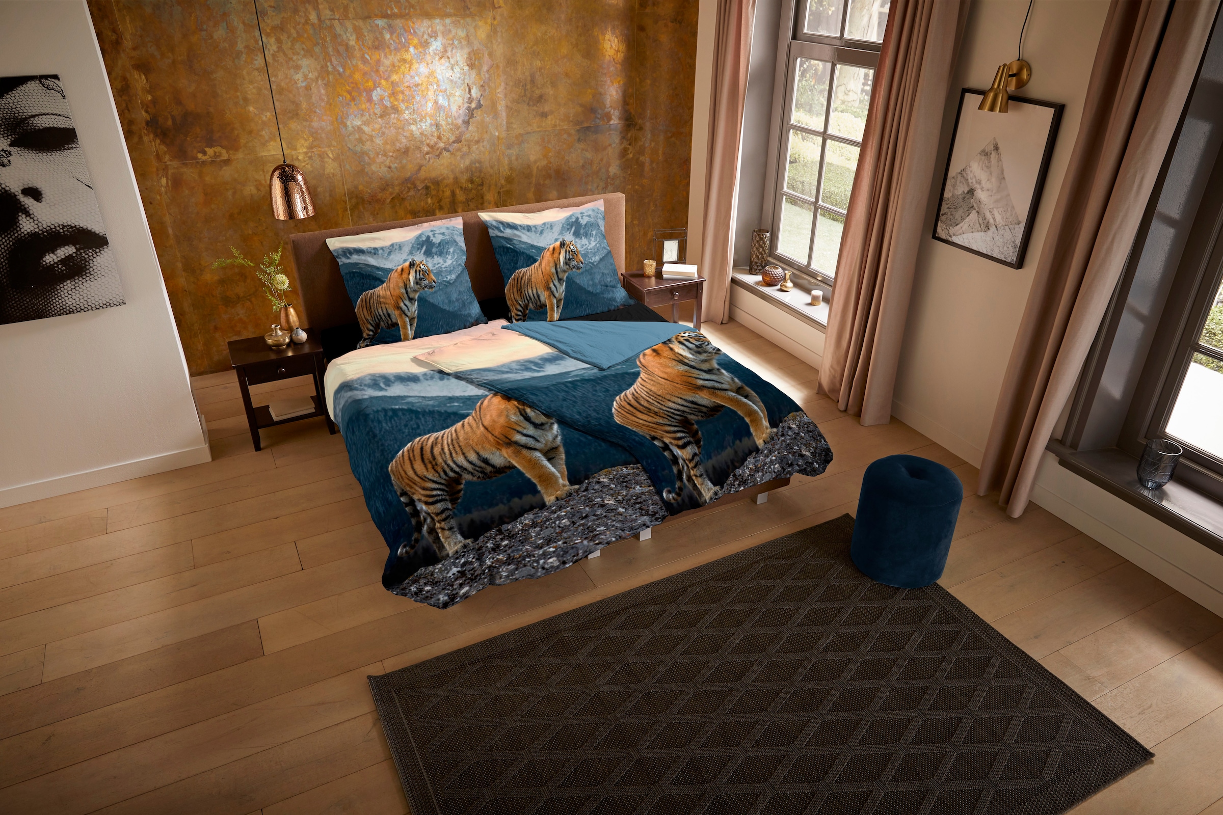 PURE luxury collection Wendebettwäsche »Sky«, Mikrofaser, 135x200, Pflegeleicht, Reißverschluss, Wendeoptik, Tiger