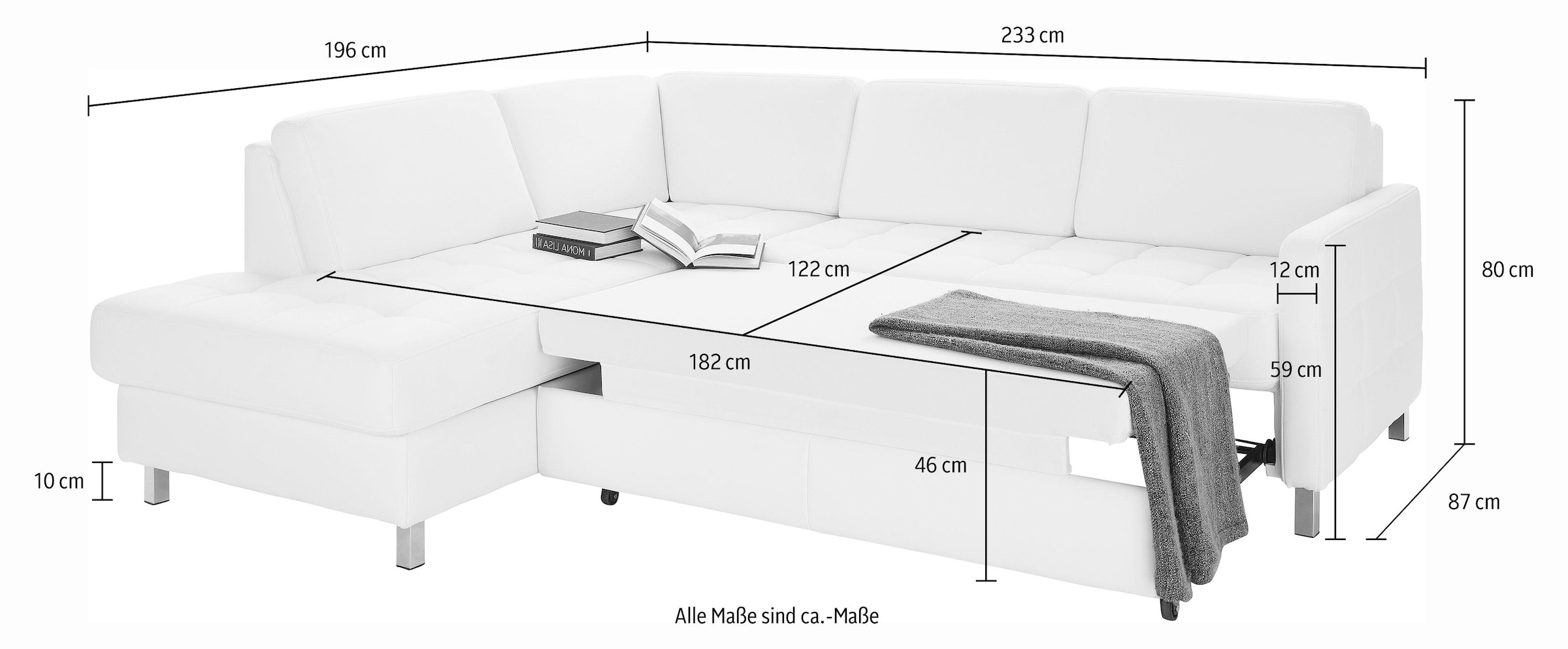 sit&more Ecksofa »Pablo L-Form«, wahlweise mit Bettfunktion und Bettkasten