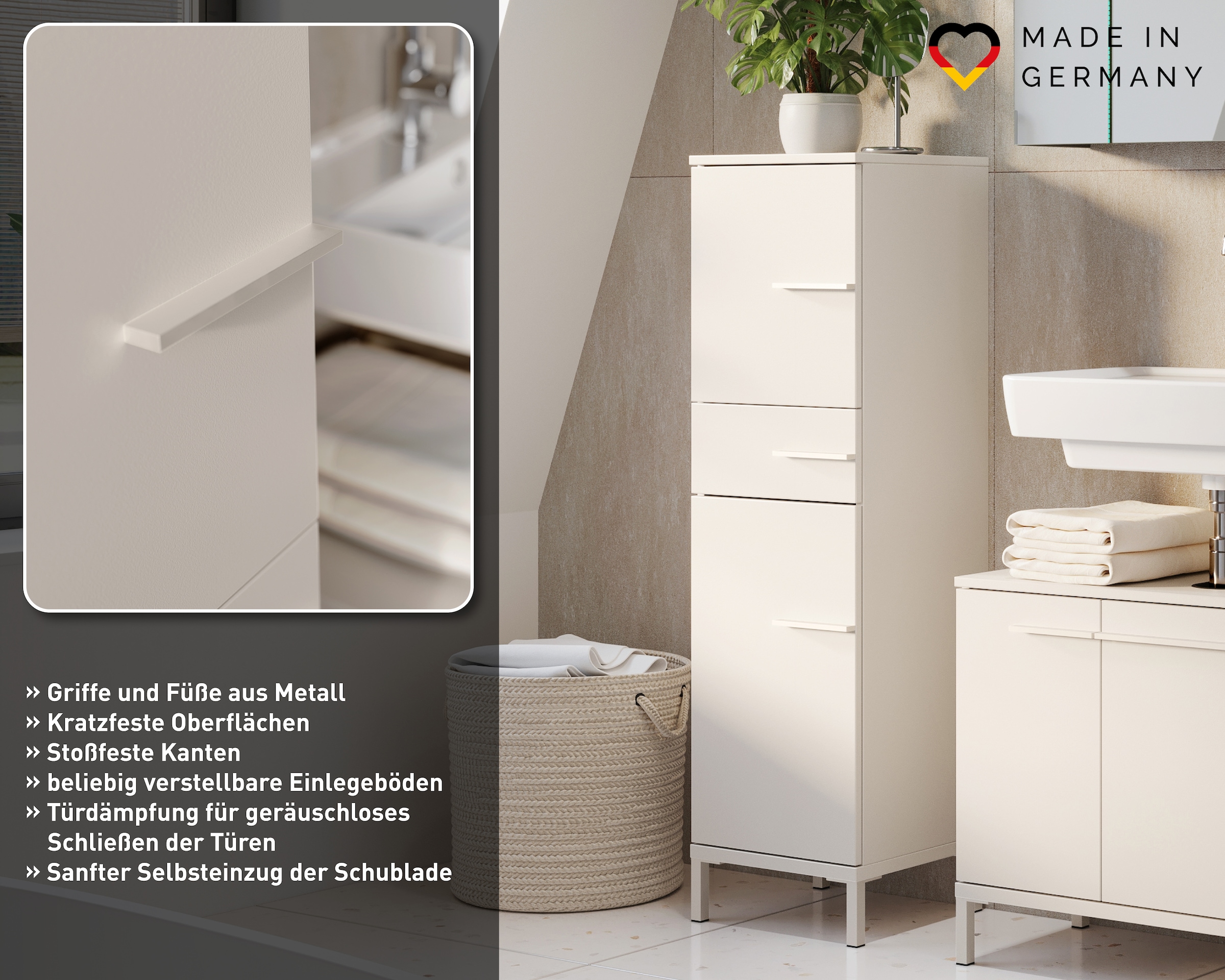 GERMANIA Midischrank »Midischrank« 1 Stk. tlg. Mediumschrank mit wechselbarem Türanschlag in Kaschmir