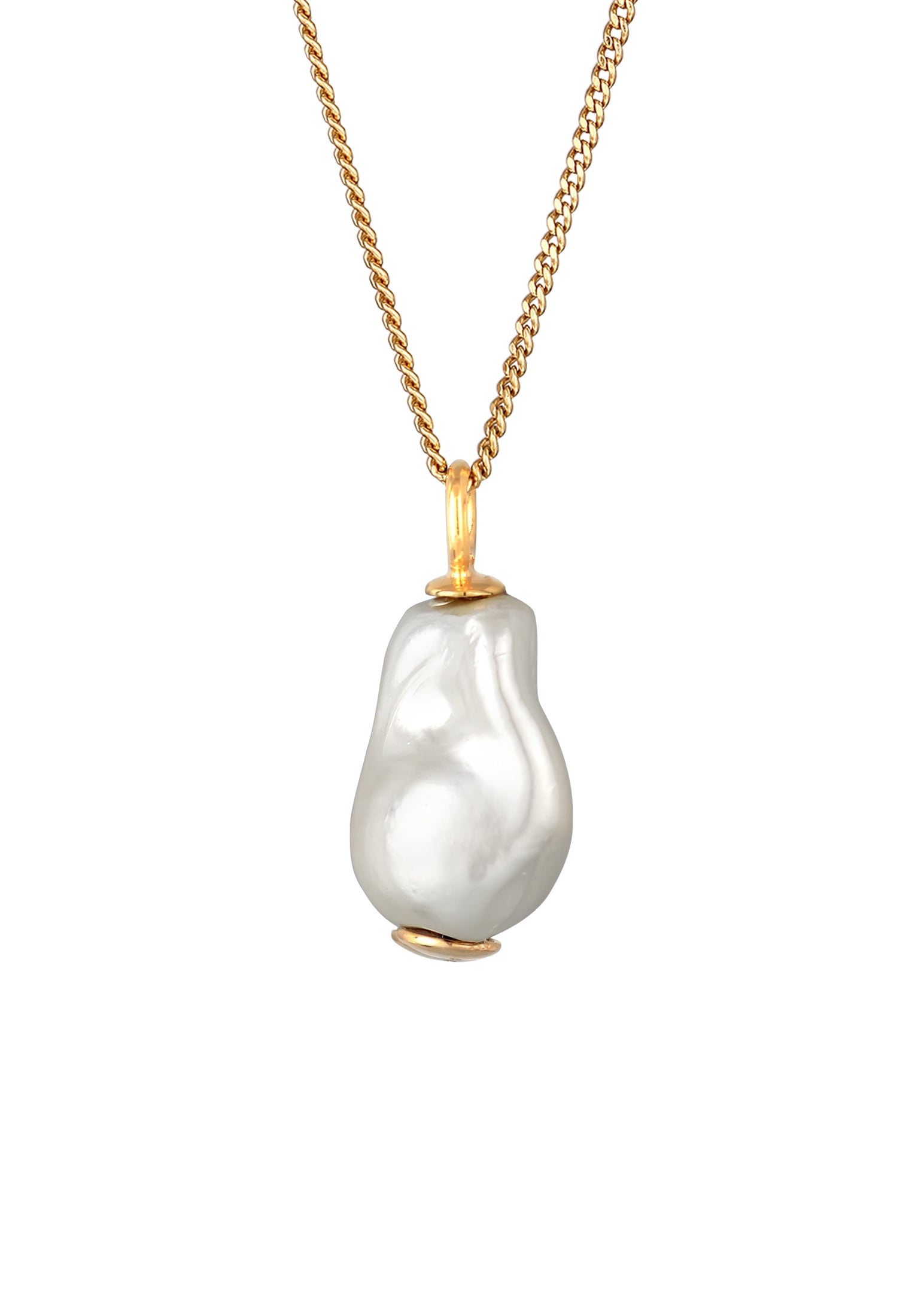 Elli Silberkette »Halskette Muschelkernperle Barock 925 Sterling Silber vergoldet«