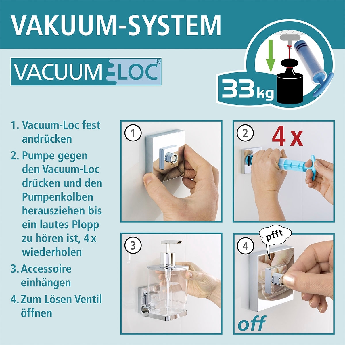 WENKO Duschablage »Vacuum-Loc Quadro«, Etage kaufen bequem 1