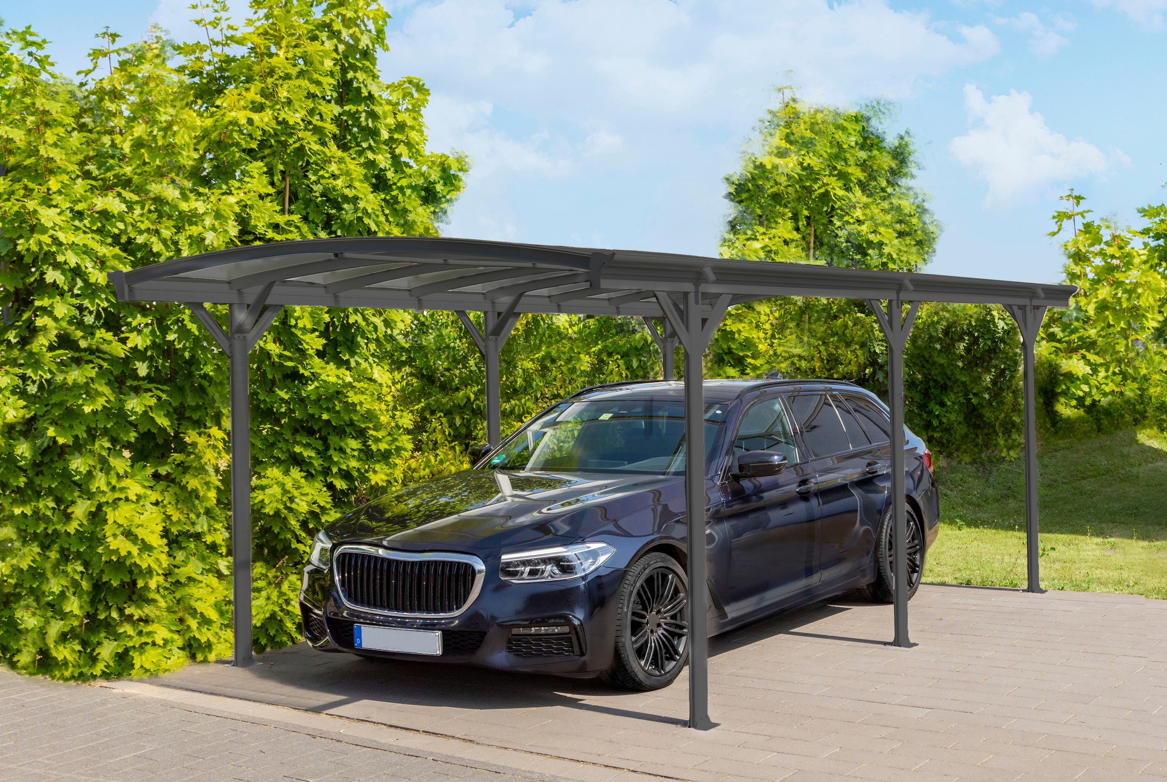 WESTMANN Einzelcarport »Rundbogen«, Aluminium, 276 cm, Anthrazit, aus Aluminium, anthrazit