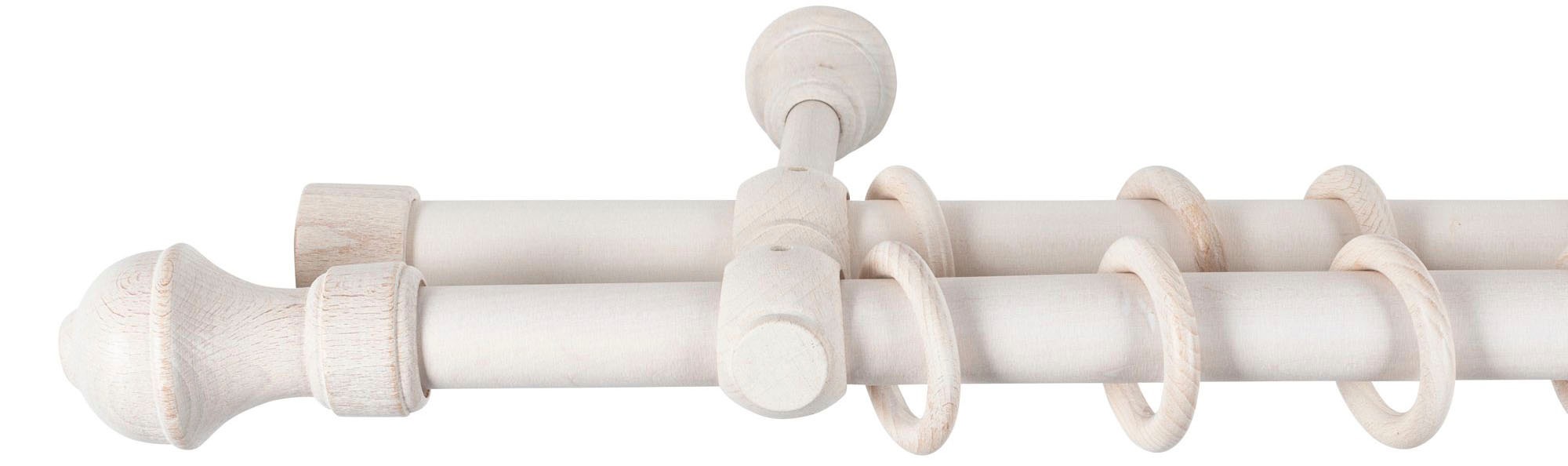 SN DECO GROUP Gardinenstange »Ares« 2 läufig-läufig Fixmaß 28 mm, Holz, verschiedene Längen und Farben, Komplettset
