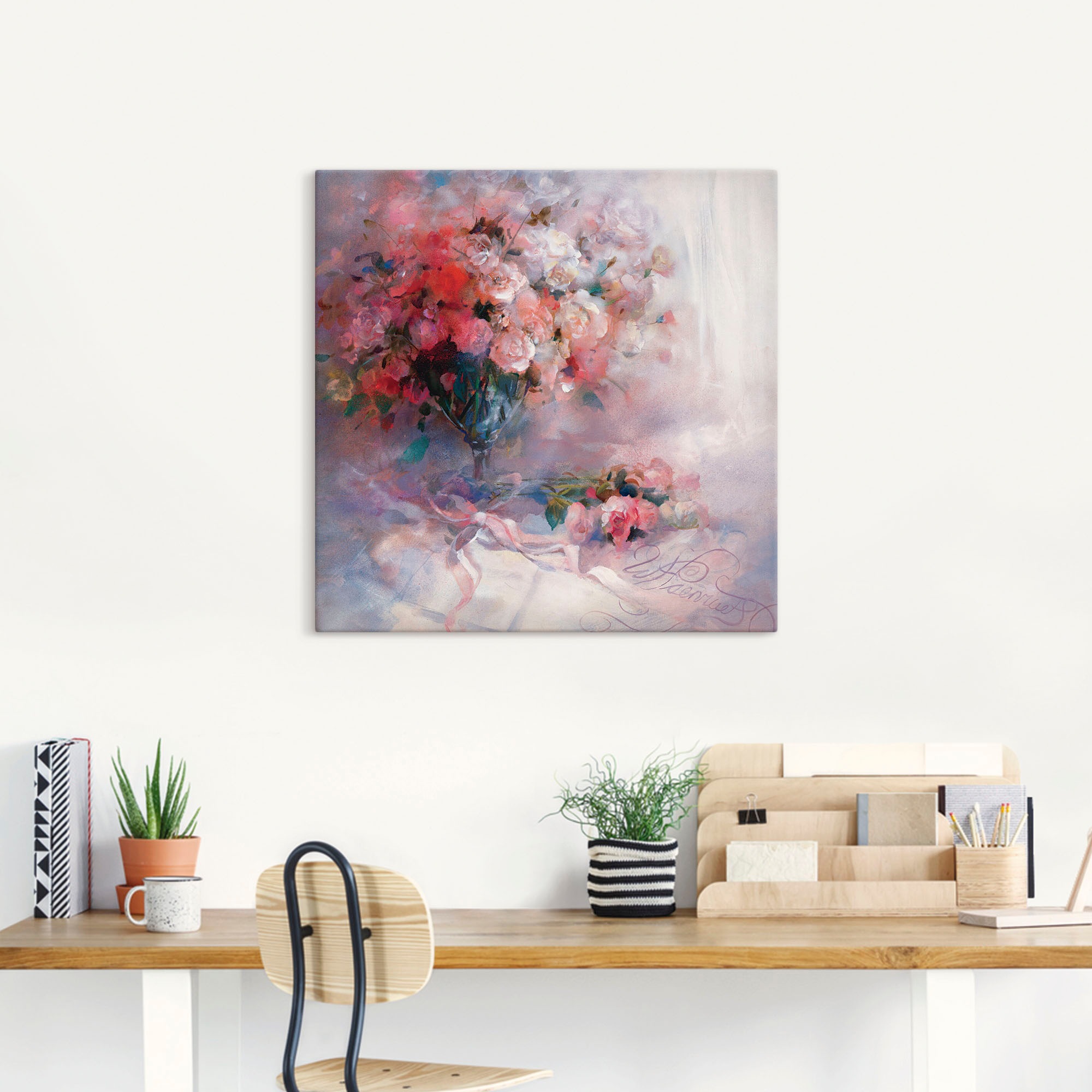 Artland Leinwandbild »Rosenstrauß« Blumen 1 Stk. tlg. auf Holzrahmen gespannt