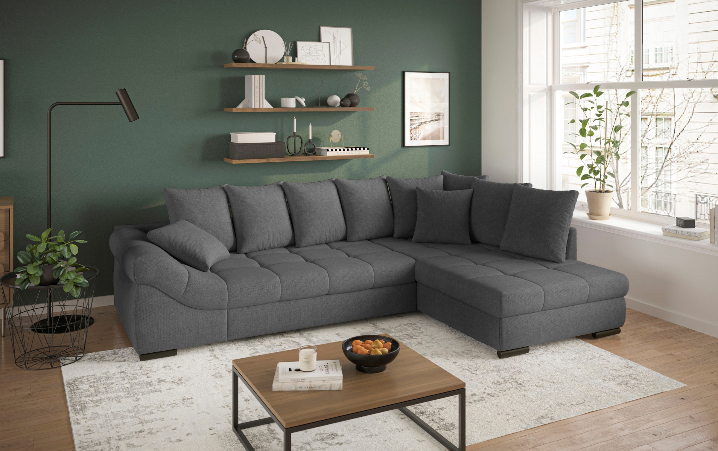 Mr. Couch Ecksofa »Pietro, L-Form, mit Bett, wahlweise mit Kaltschaum« mit Bett und wahlweise mit Kaltschaum