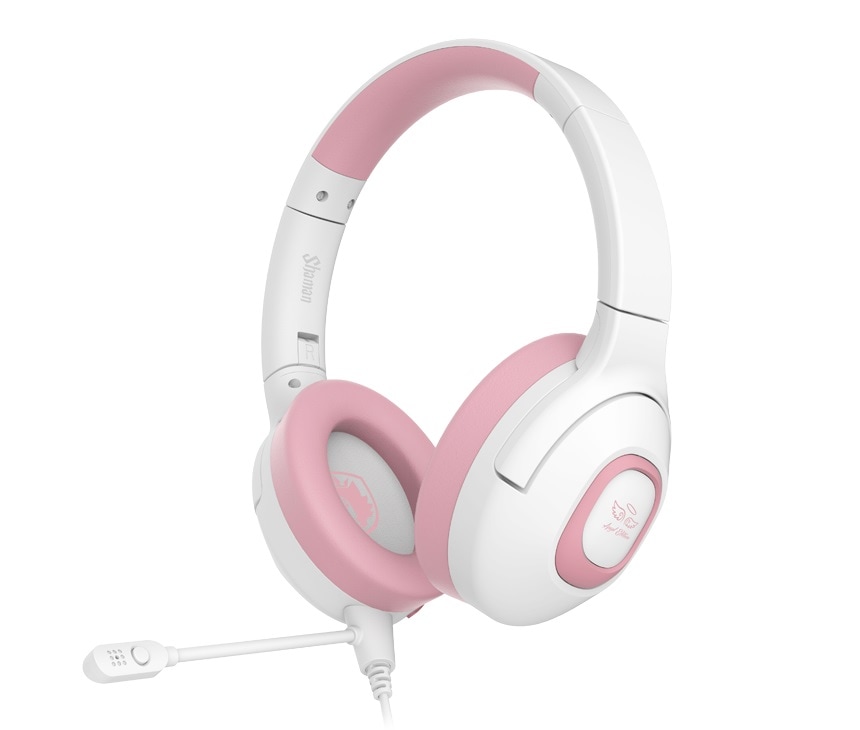 Sades Gaming-Headset »Shaman SA-724 Gaming Headset, weiß/pink, USB, kabelgebunden«, Mikrofon abnehmbar, Stereo, Over Ear, PC, PST, XBox, Nintendo Switch, VR, Phone