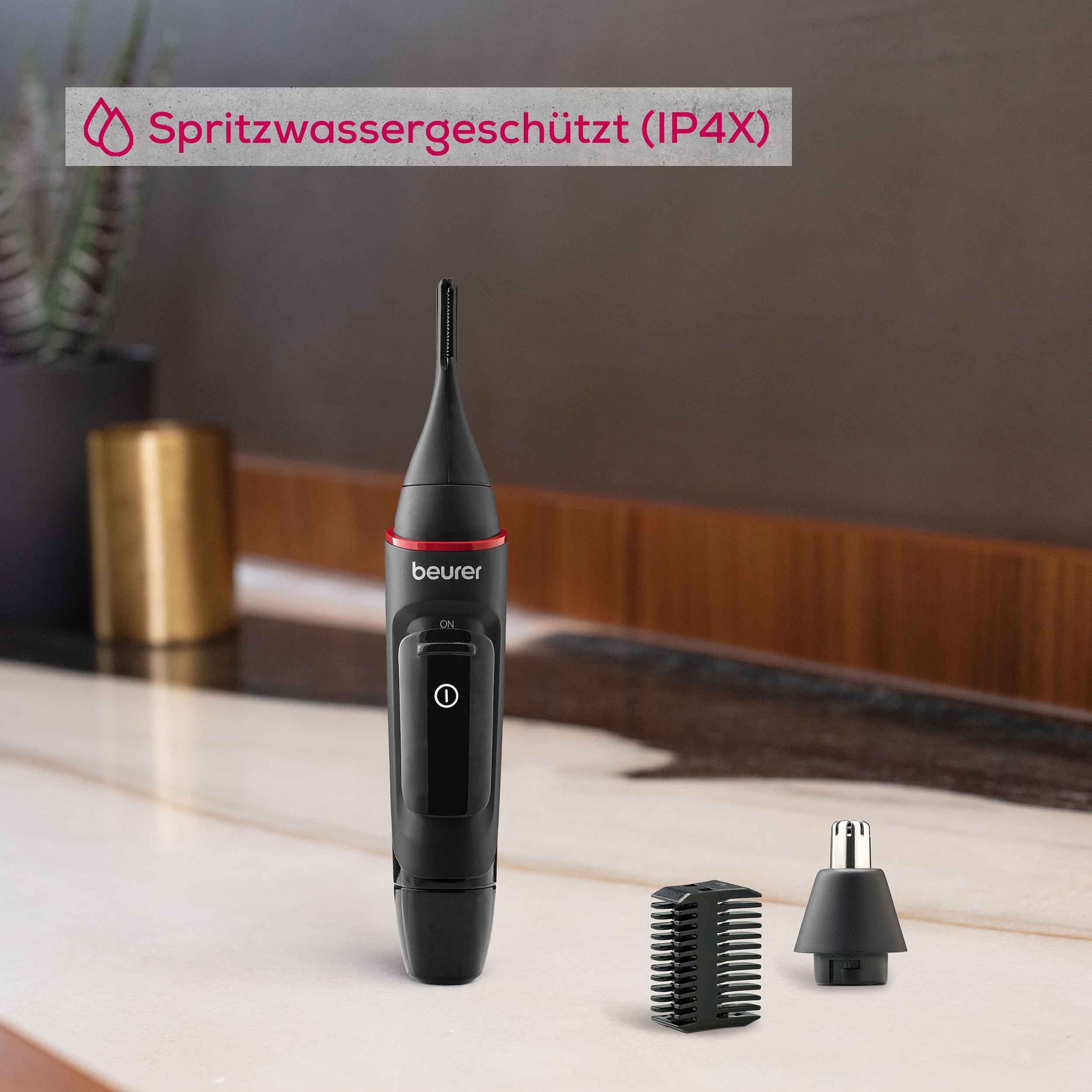 BEURER Nasen- und Ohrhaartrimmer »MN3X, Präzisionstrimmer für Augenbrauen, Nasen- sowie Ohrhaare« 3 Aufsätze Mit 2 Aufsätzen und extra Kammaufsatz mit 3 und 6 mm