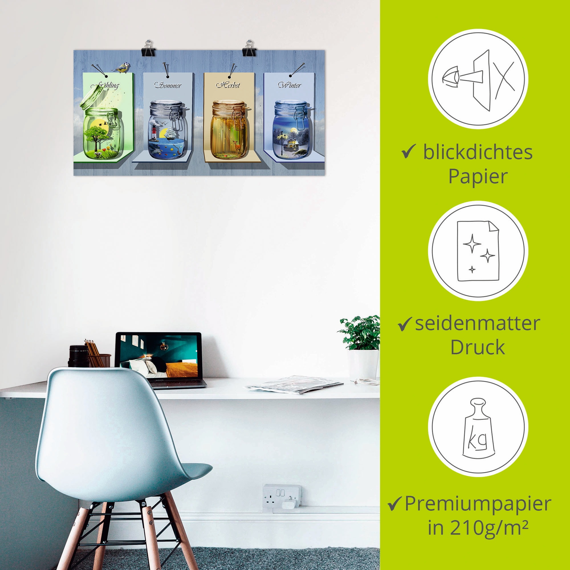 Artland Wandbild »Jahreszeiten in Gläsern« Vier Jahreszeiten 1 Stk. tlg. als Leinwandbild, Poster in verschied. Größen