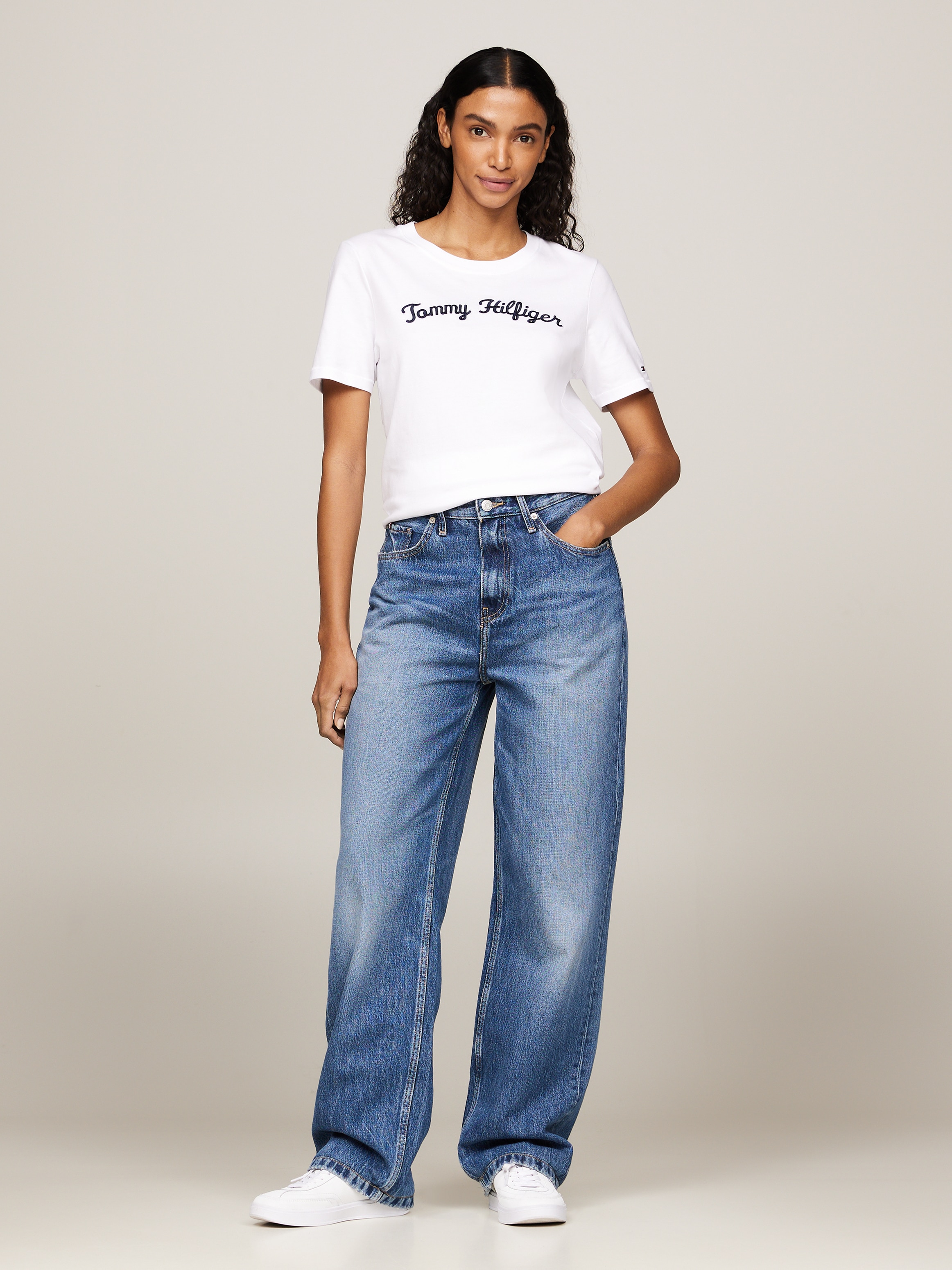 Tommy Hilfiger Kurzarmshirt »REG SCRIPT C-NK SS«, mit Tommy Hilfiger Script Logo-Schriftzug