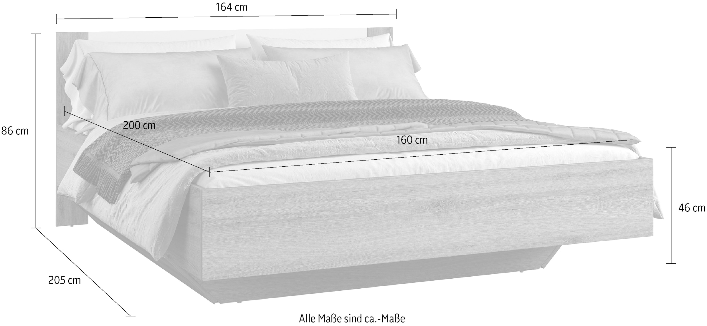 Home affaire Bettgestell »Bitry, Breite 160 bzw. 180 cm, moderner Bettrahmen«, Doppelbett in zwei Grössen