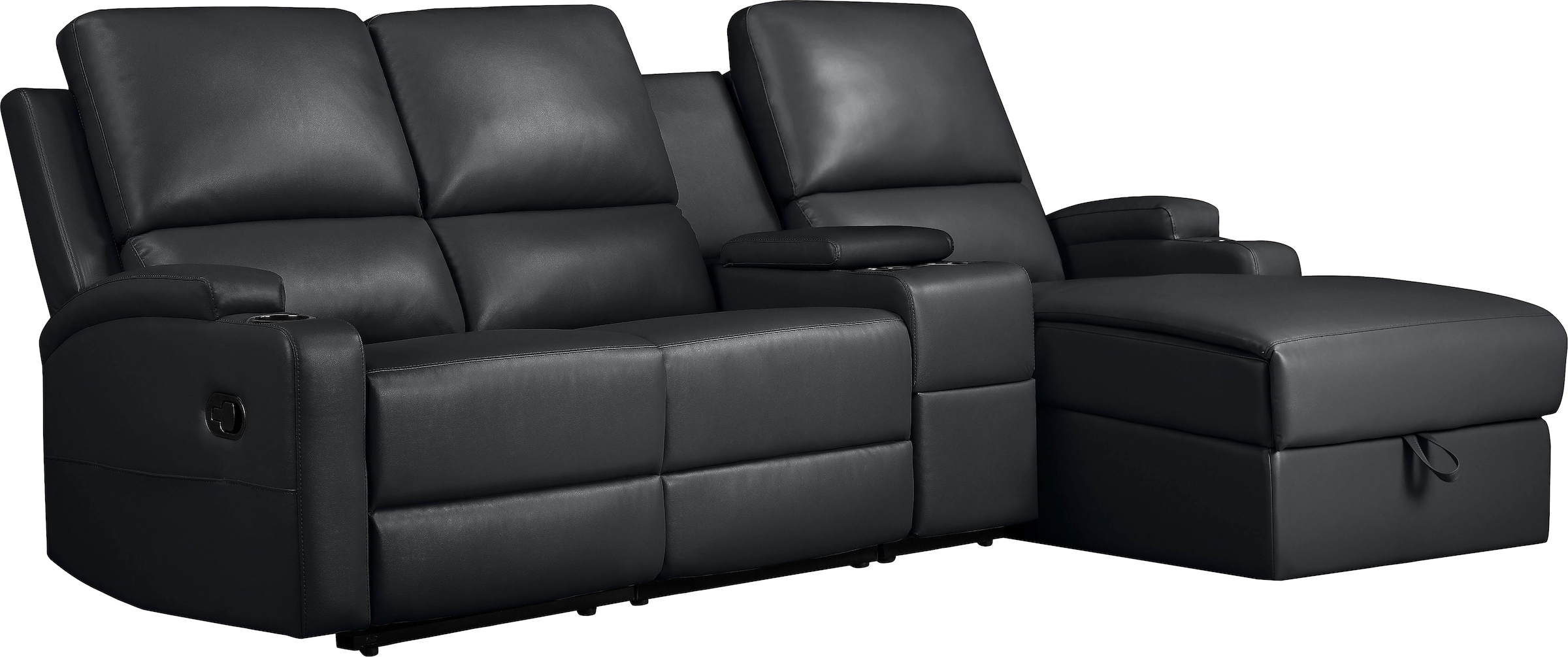 Home affaire Ecksofa »NAPORI Multimediasofa, 3er Kinosessel XXL, L-Form, 3 Bezugsstoffe« Kinosofa mit Relaxfunktion, Getränkehalter, Staufach und Staukasten