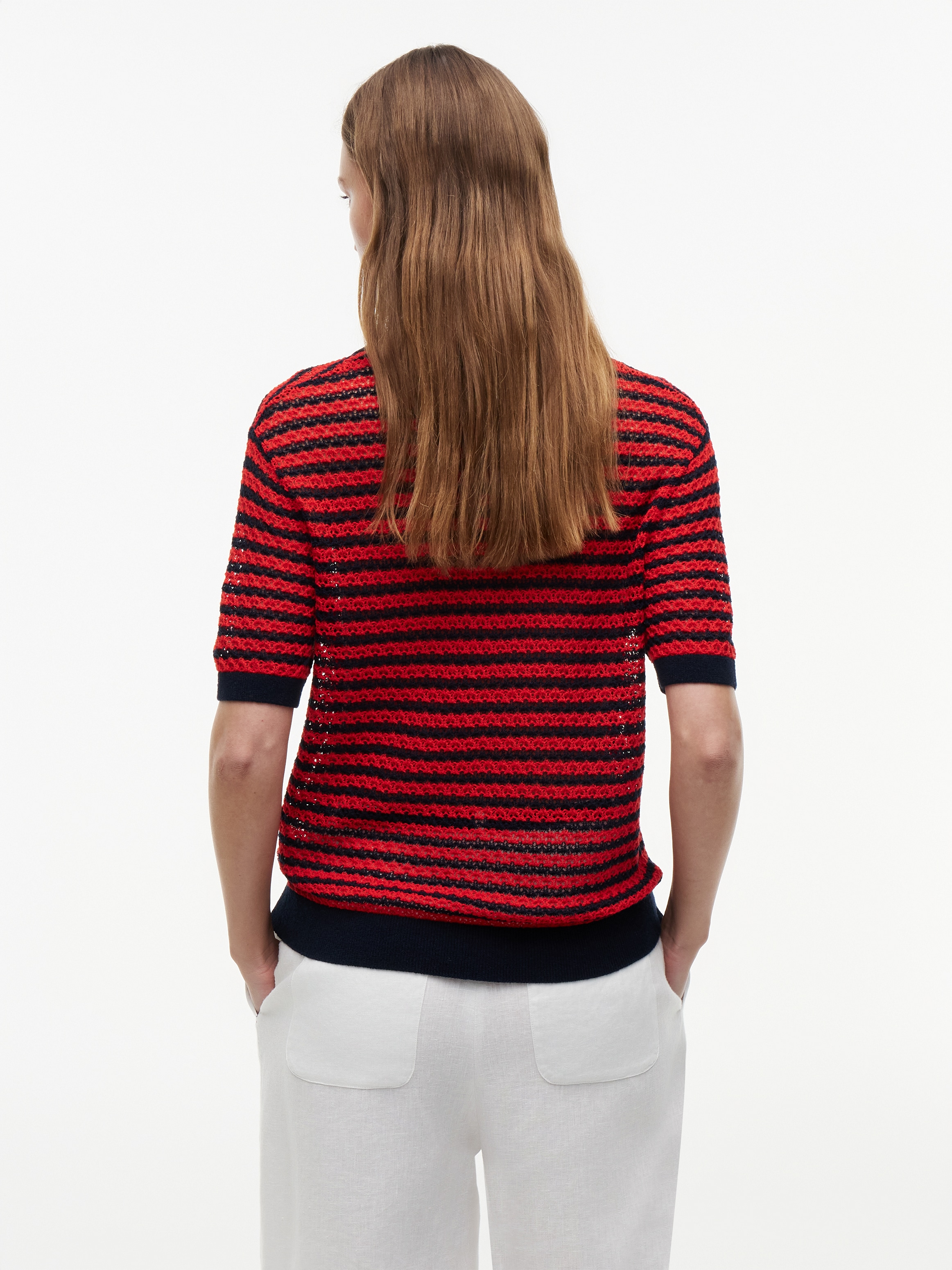 Tommy Hilfiger Polokragenpullover »POINTELLE V-NK POLO SS« Baumwollmischung, Polokragen