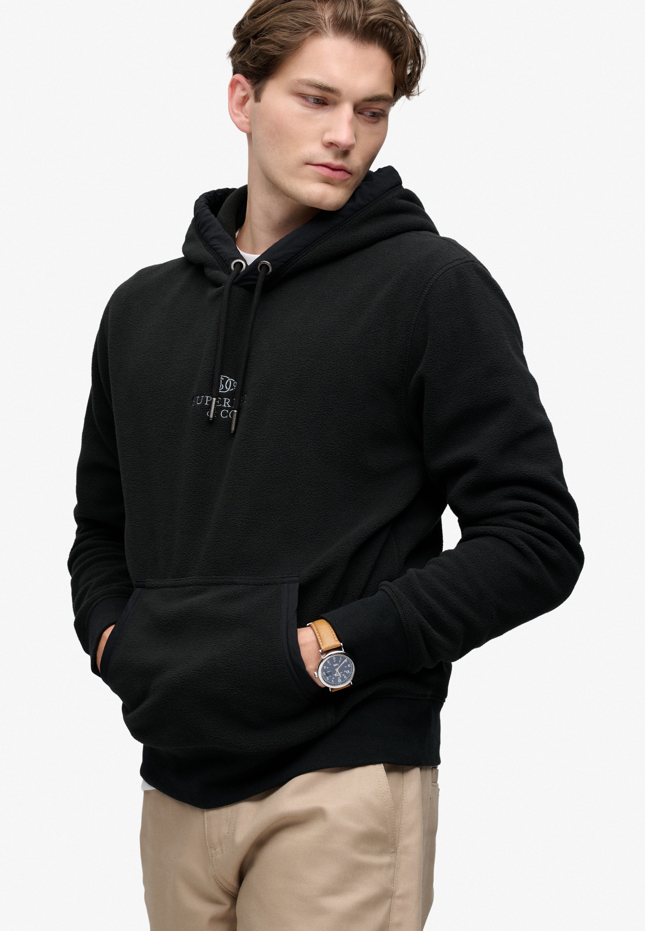 Superdry Kapuzensweatshirt »MICRO LOGO FLEECE HOOD«, Kunstfaser, loose fit
