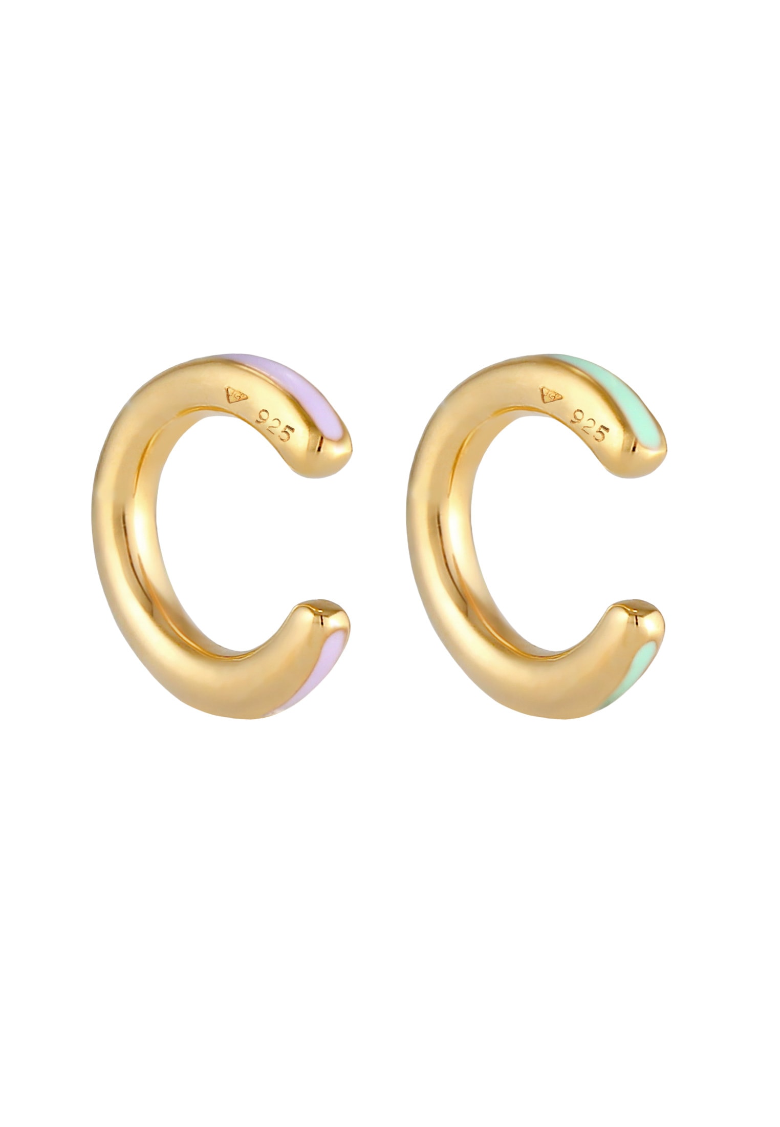 Elli Schmuckset »Ohrringe Buntes Emaille Earcuff 2er Set 925 Silber«
