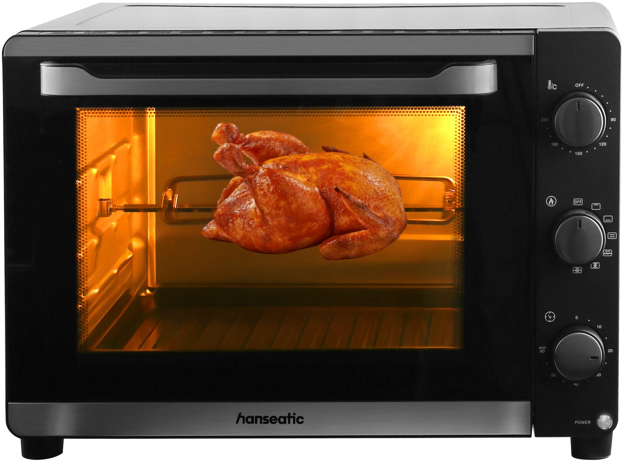 Hanseatic Kleinküche »HMO466BKB mit XXL 46-L-Garraum« Temperatureinstellung 90°C-230C°