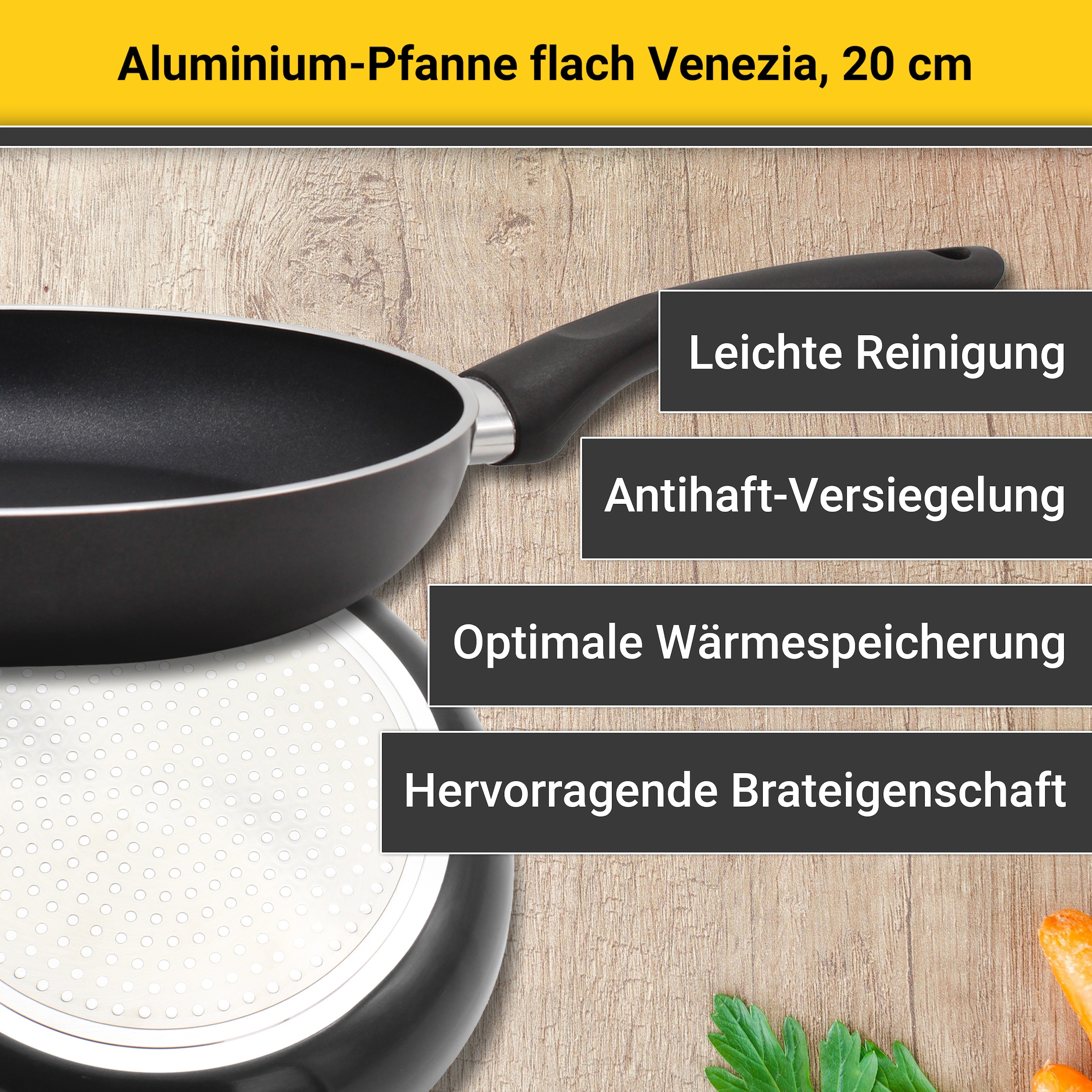 Krüger Bratpfanne »Aluminium Pfanne flach Venezia« Aluminium 1 Stk. tlg. für Induktions-Kochfelder geeignet
