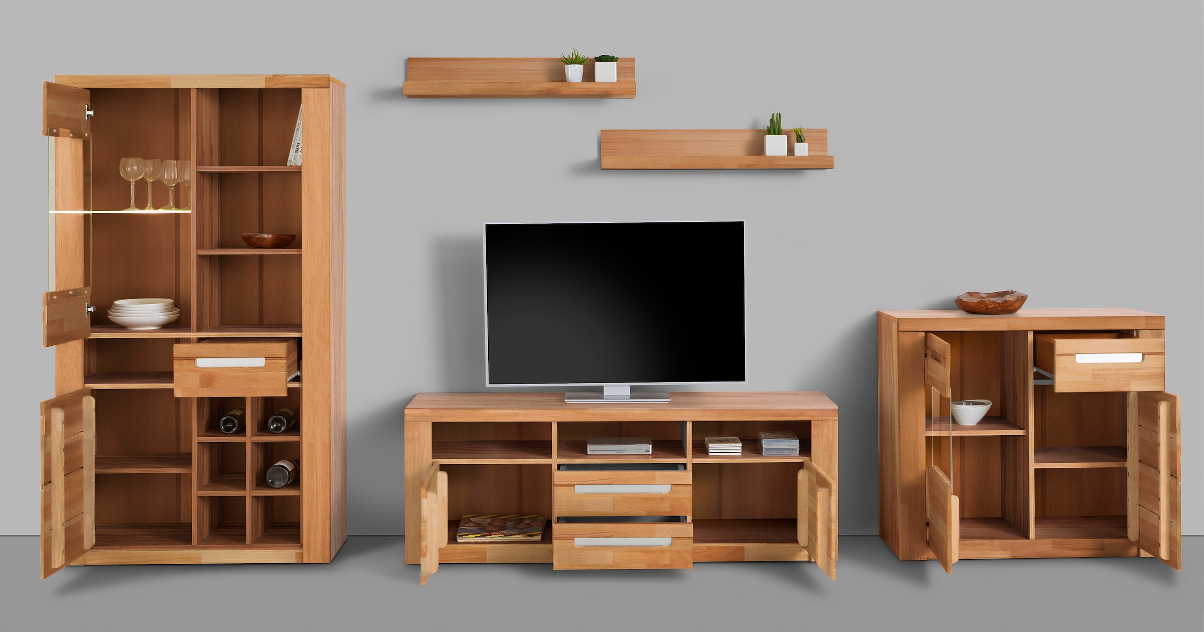 Home affaire Wohnwand »Kolding«, (Set, 5 St.), teilmassives Holz