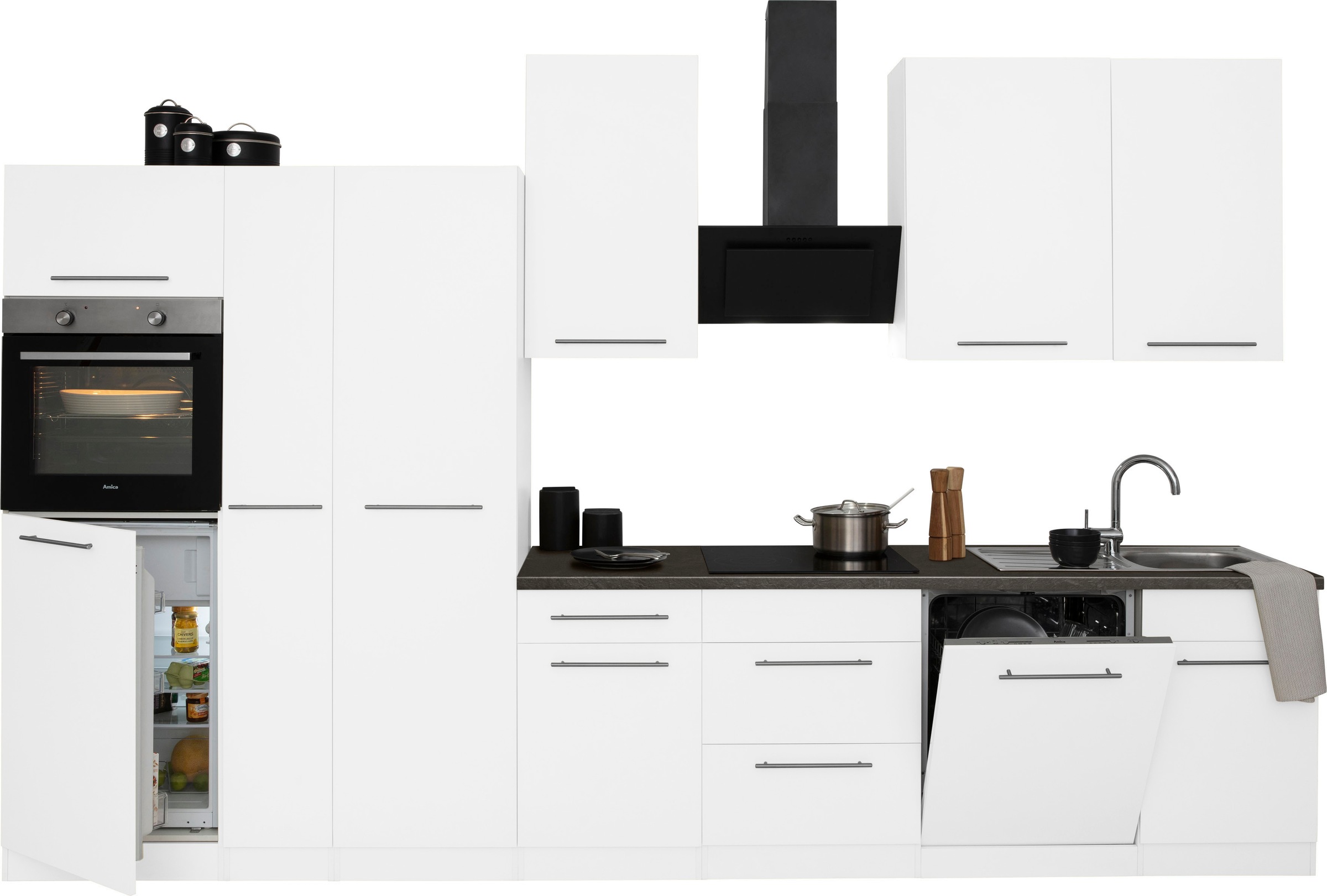 wiho Küchen Küchenzeile »Unna«, mit E-Geräten, Breite 360 cm