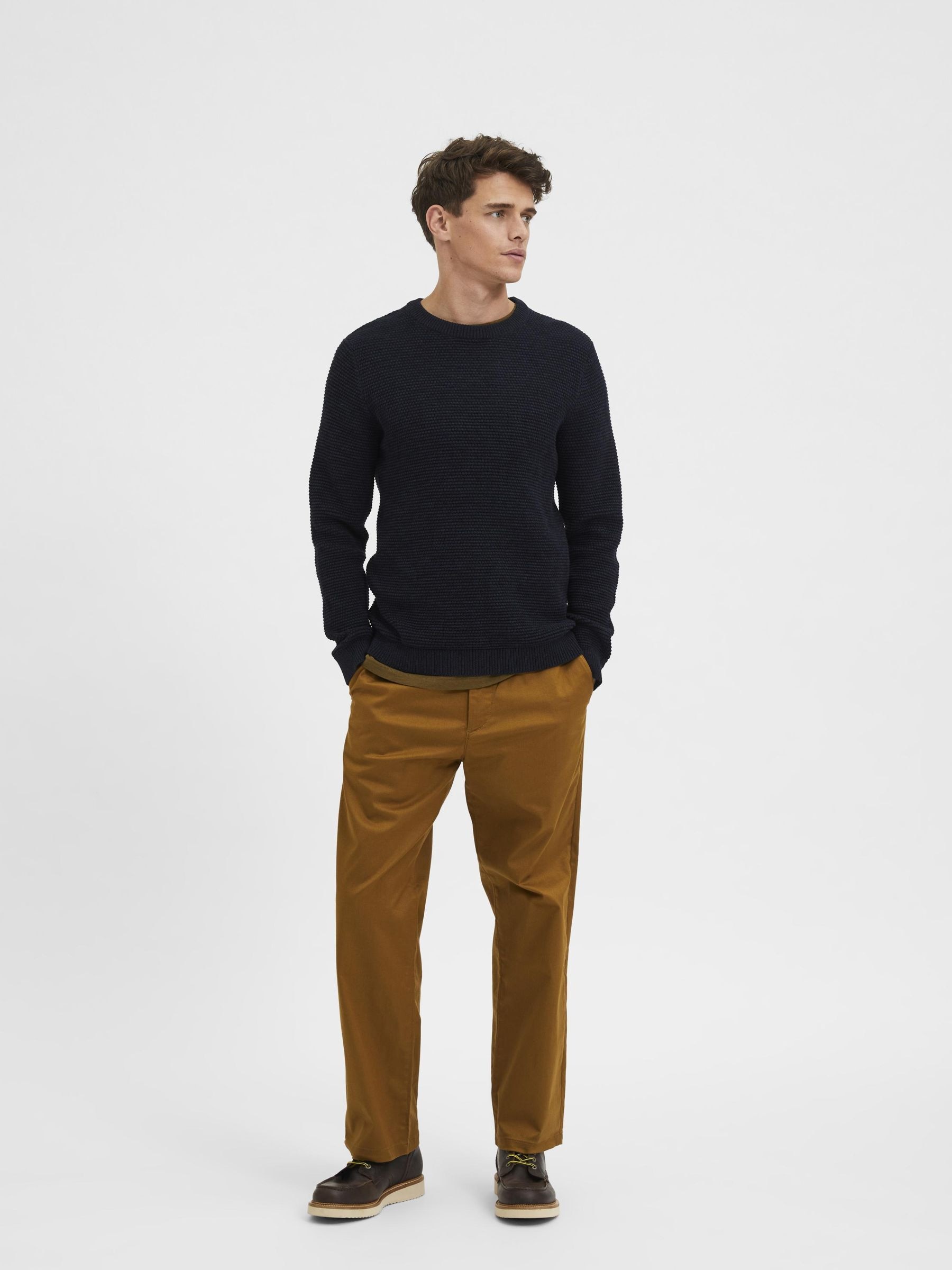 SELECTED Rundhalspullover »SLHVINCE LS KNIT BUBBLE CREW NECK NOOS«