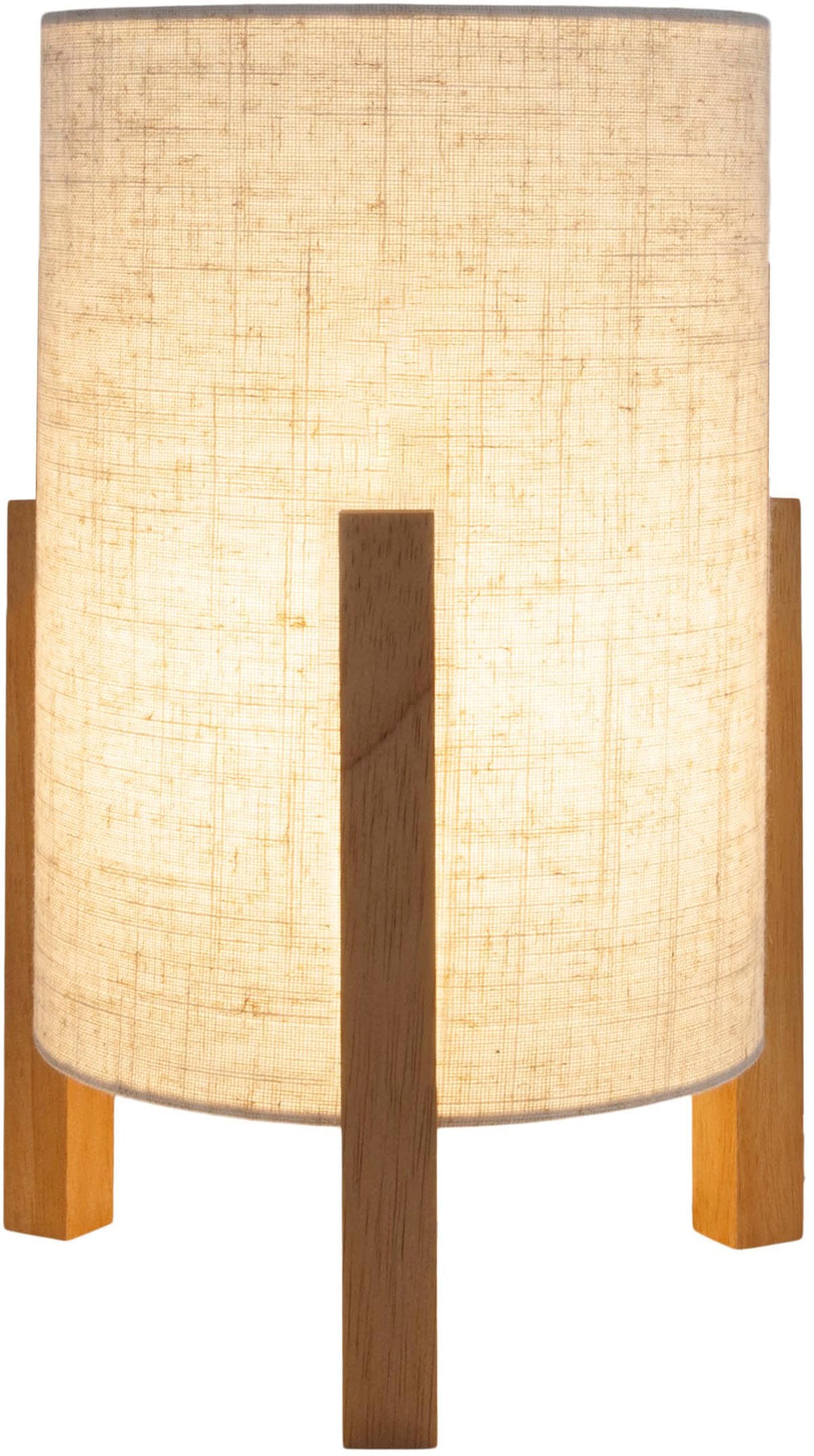 näve Tischleuchte »Matida«, 1 flammig, Leuchtmittel E27 | ohne Leuchtmittel, 1xE27 exkl., Holzgestell, Textilschirm natur, H: ca. 52cm, D: ca. 22cm