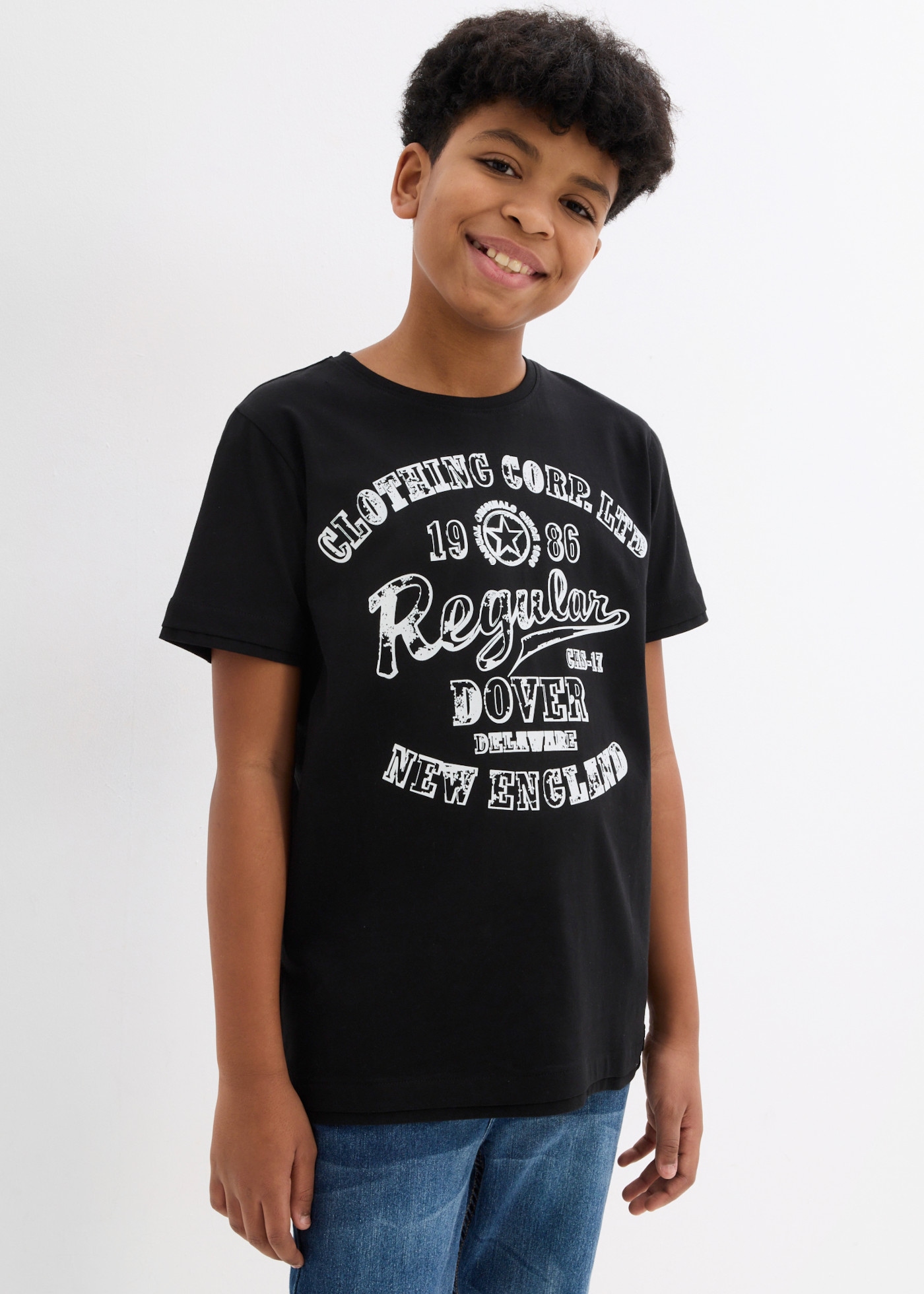 bonprix T-Shirt Packung, 2er, 2 bequeme Passform, Kurzarm-Design, aus reiner Baumwolle
