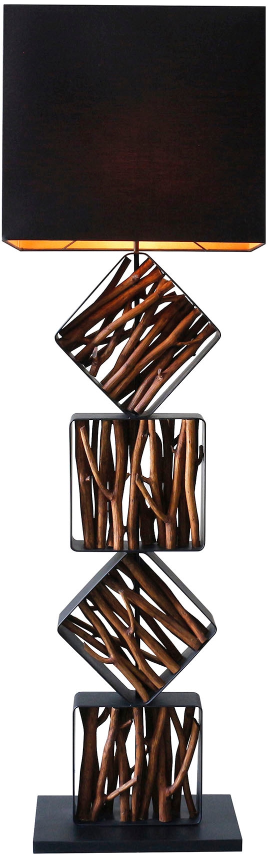 SalesFever Stehlampe »Treibholz« E27 1 Stk. Schirm innen goldfarben