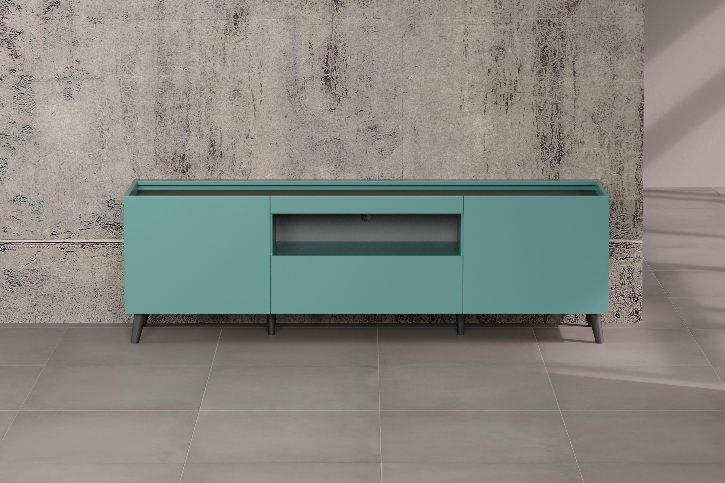 andas TV-Board »Mikkeline«, (1 St.), matt, B / H: ca. 181 / 60 cm, TV-Schrank, blau, Türkis