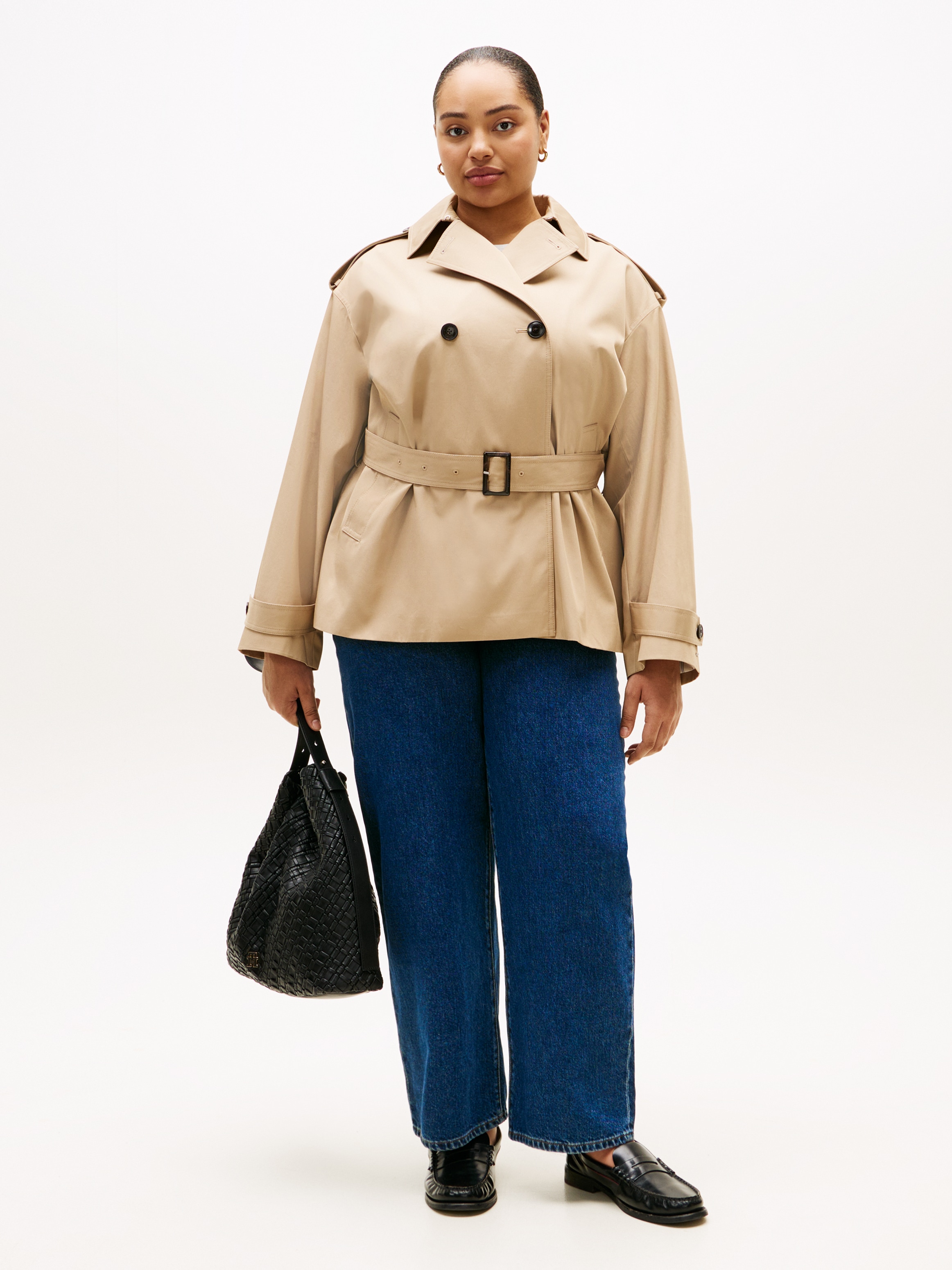 Tommy Hilfiger Curve Bikerjacke »CRV COTTON SHORT TRENCH« in großen Größen