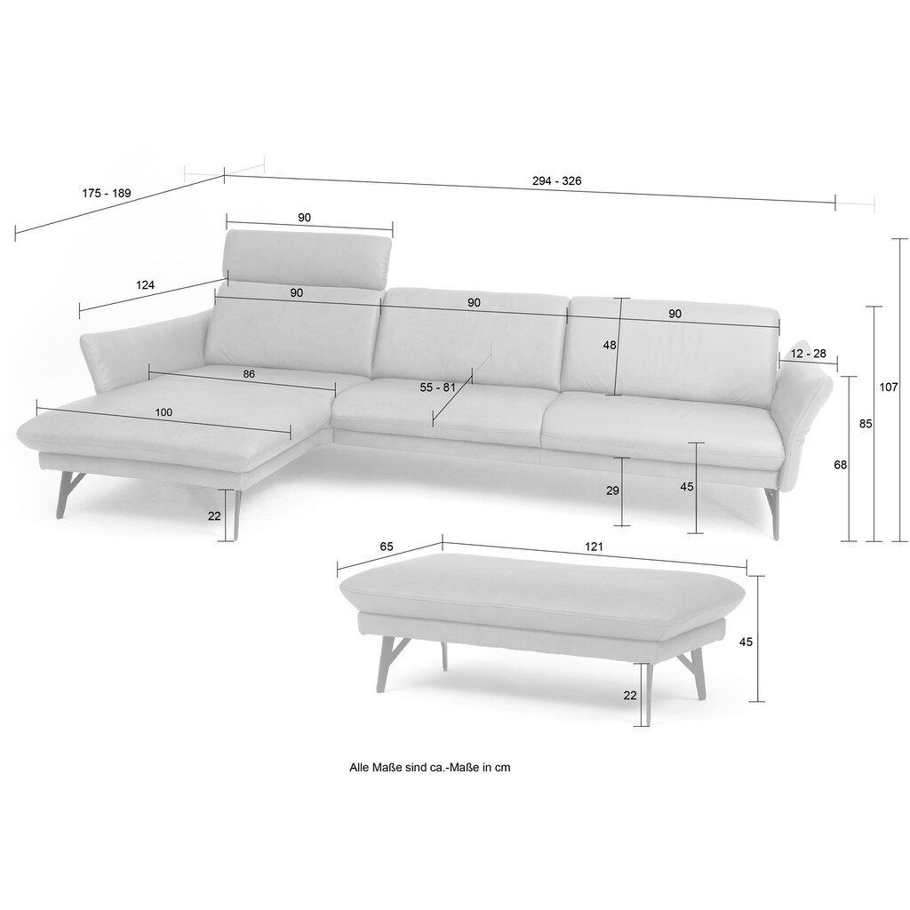 himolla Ecksofa »1928«, (Sofa mit oder ohne Hocker auswählen!)