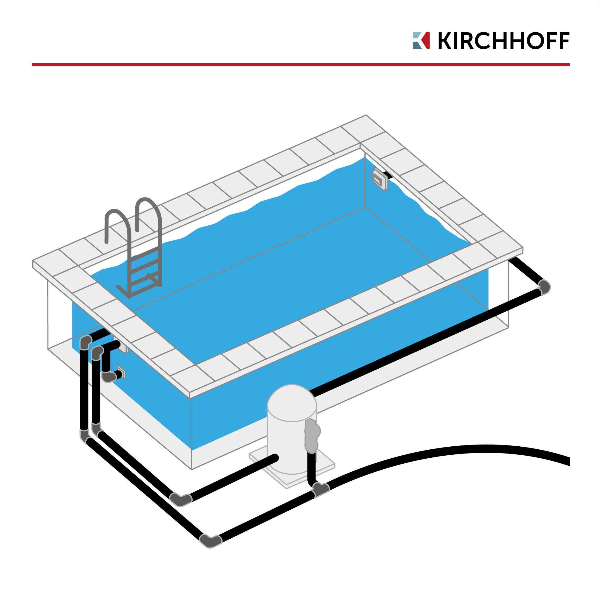 Kirchhoff Winkelstück, PVC, 90° Winkel, Druckrohr, Pool, Teich, 16 bar, 50 mm, bes. beständig