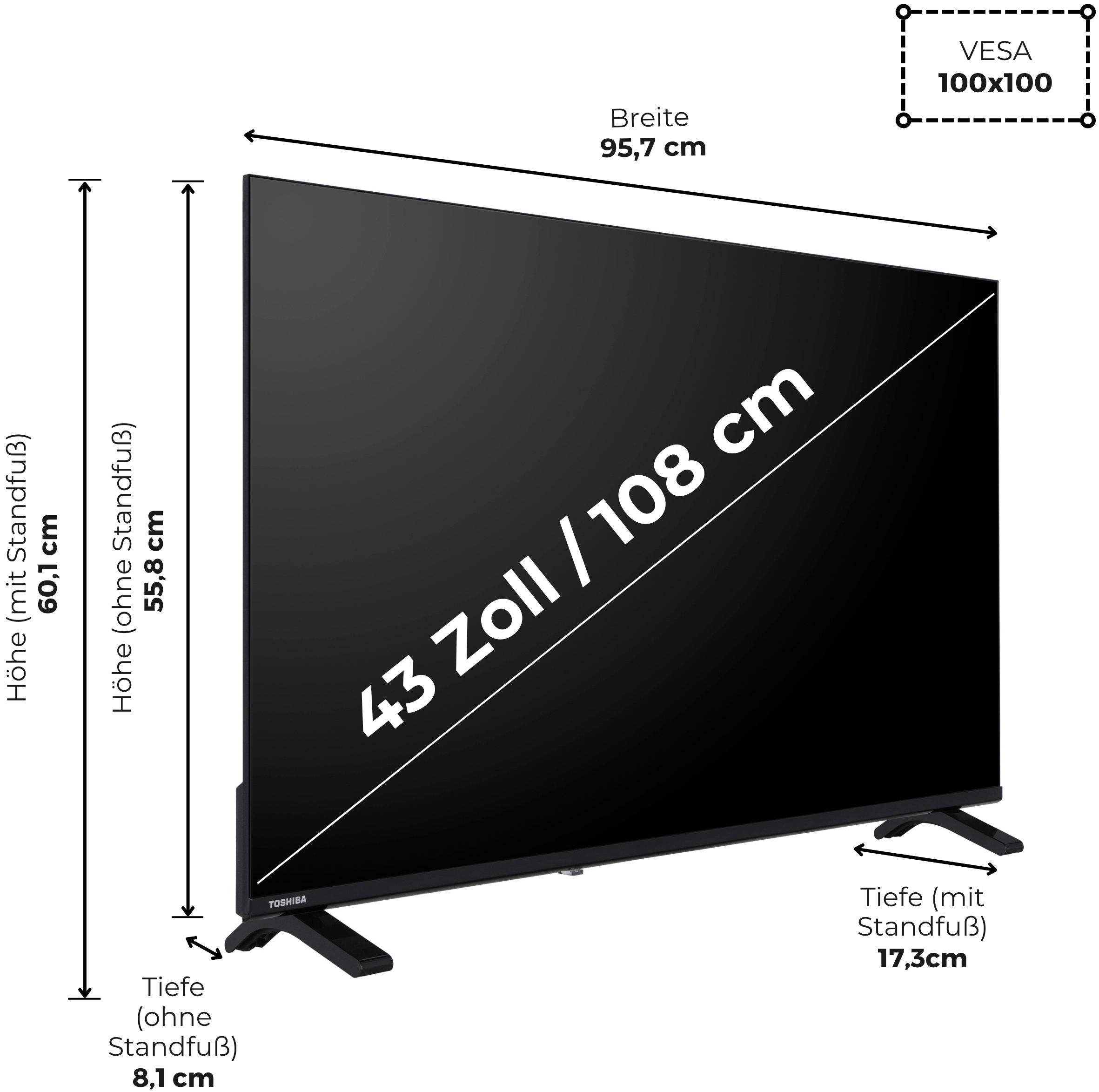 Toshiba LED-Fernseher »43QV1563DDW« 108 cm/43 ″ Smart-TV