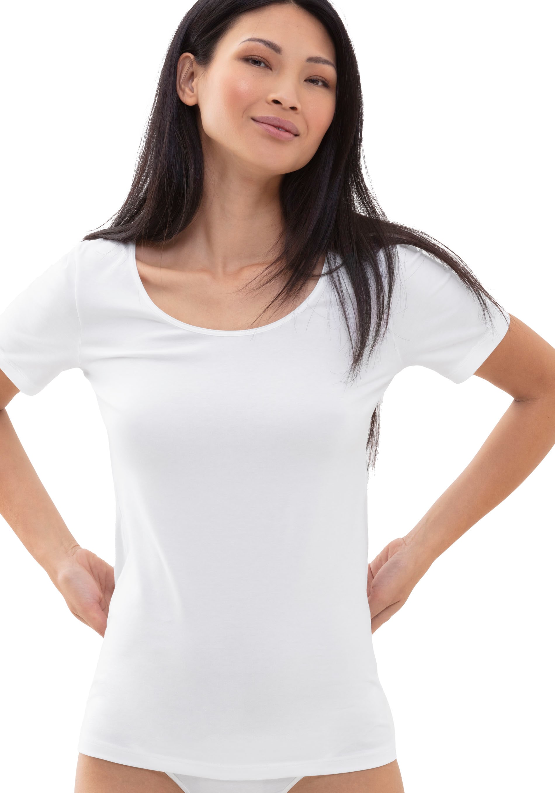 T-Shirt »COTTON PURE«, Tiefer Rundhalsausschnitt