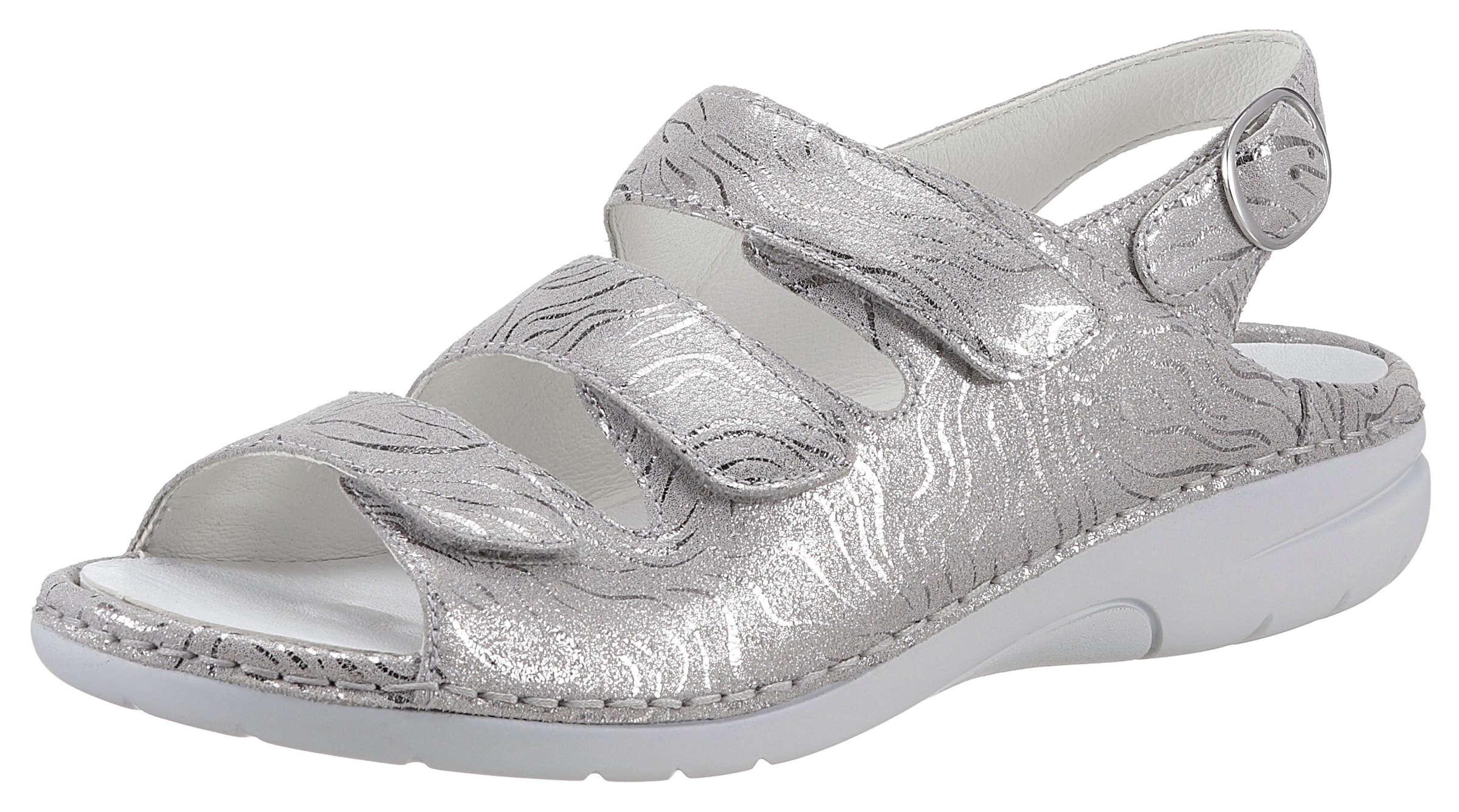 Riemchensandale »GUNNA«, Sommerschuh, Sandalette, Keilabsatz, in Metallic-Optik, G-Weite